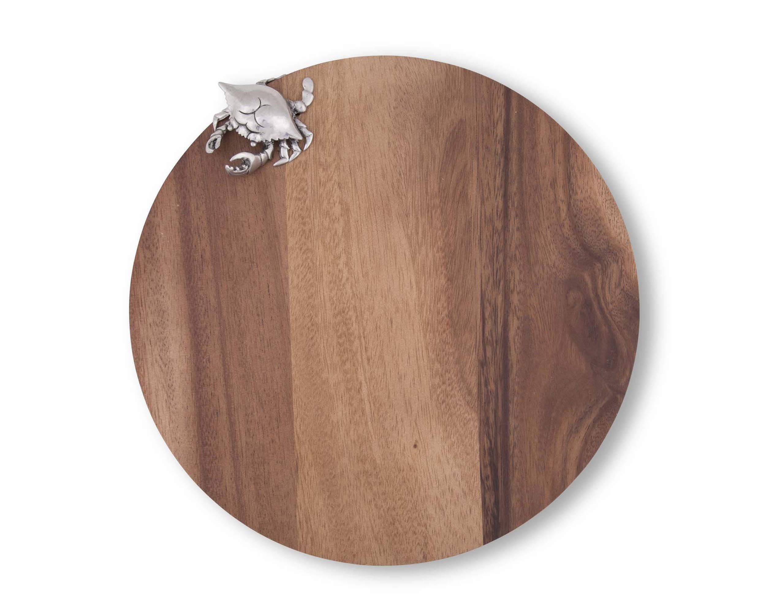 Vagabond House Blue Crab Cheese Board Charcuterie Wood/Bar Board Acacia Hard Wood - Ocean Coastal Server ware 10 inch Diameter .75 inch Tall