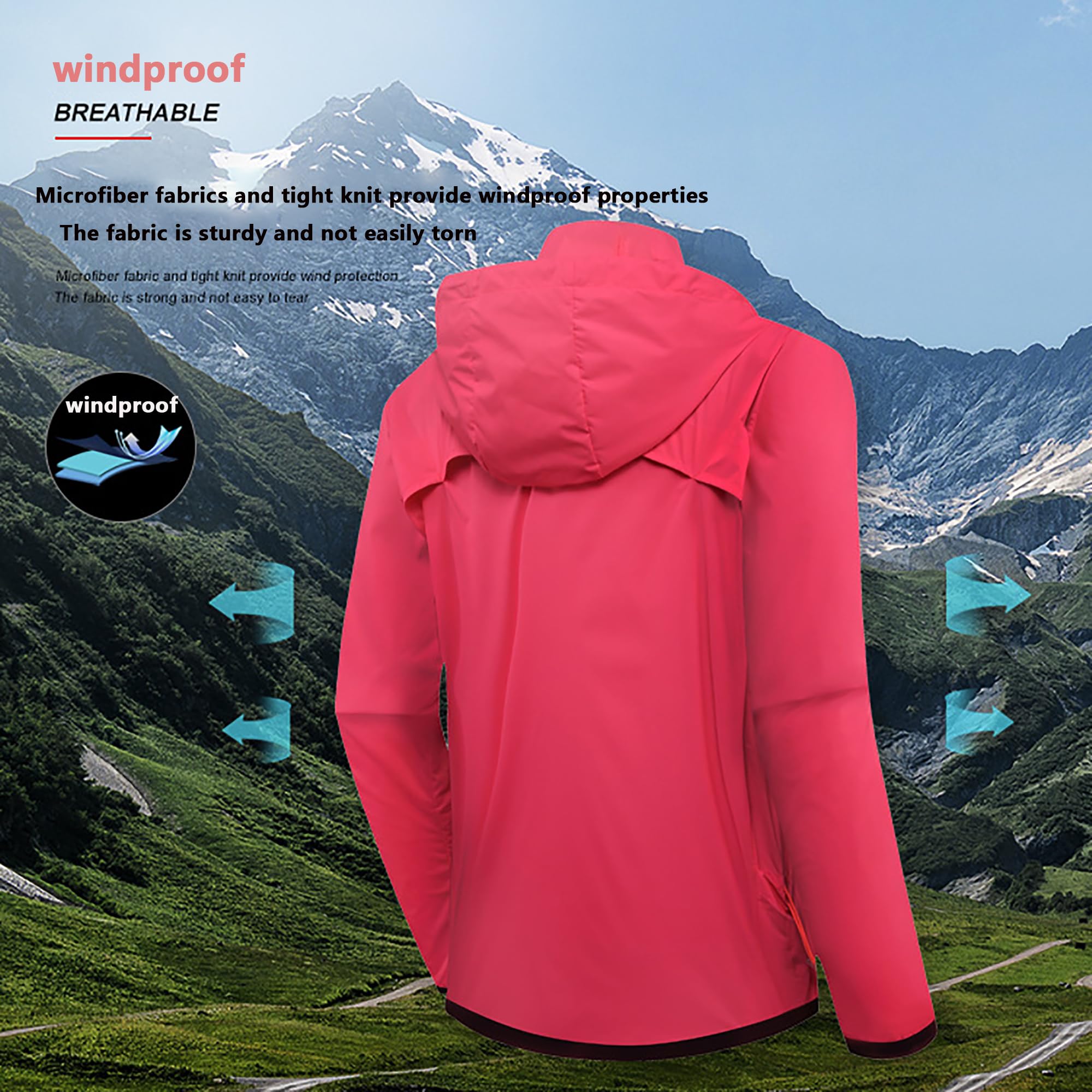 Chaqueta e Ciclismo Para Mujer, Cortavientos Reflectante Con Capucha, Transpirable Cortavientos Exteriores para Bicicleta, Para Senderismo, Correr Ciclismo Al Aire Libre