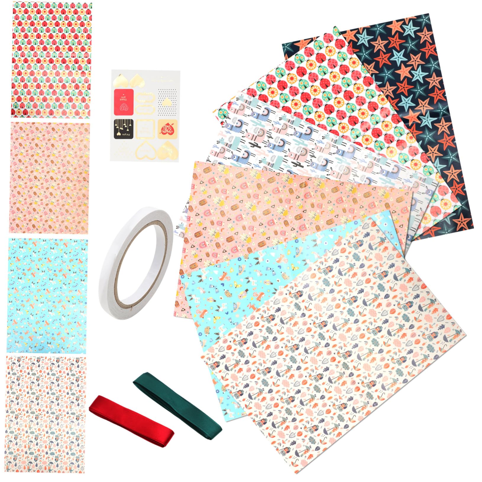 minkissy 3sätze Blumen Geschenkpapier Mit Schleifenbox Mehrzweck Einwickelpapier Für Partys Bastelprojekte Für Geburtstage Shower Deko