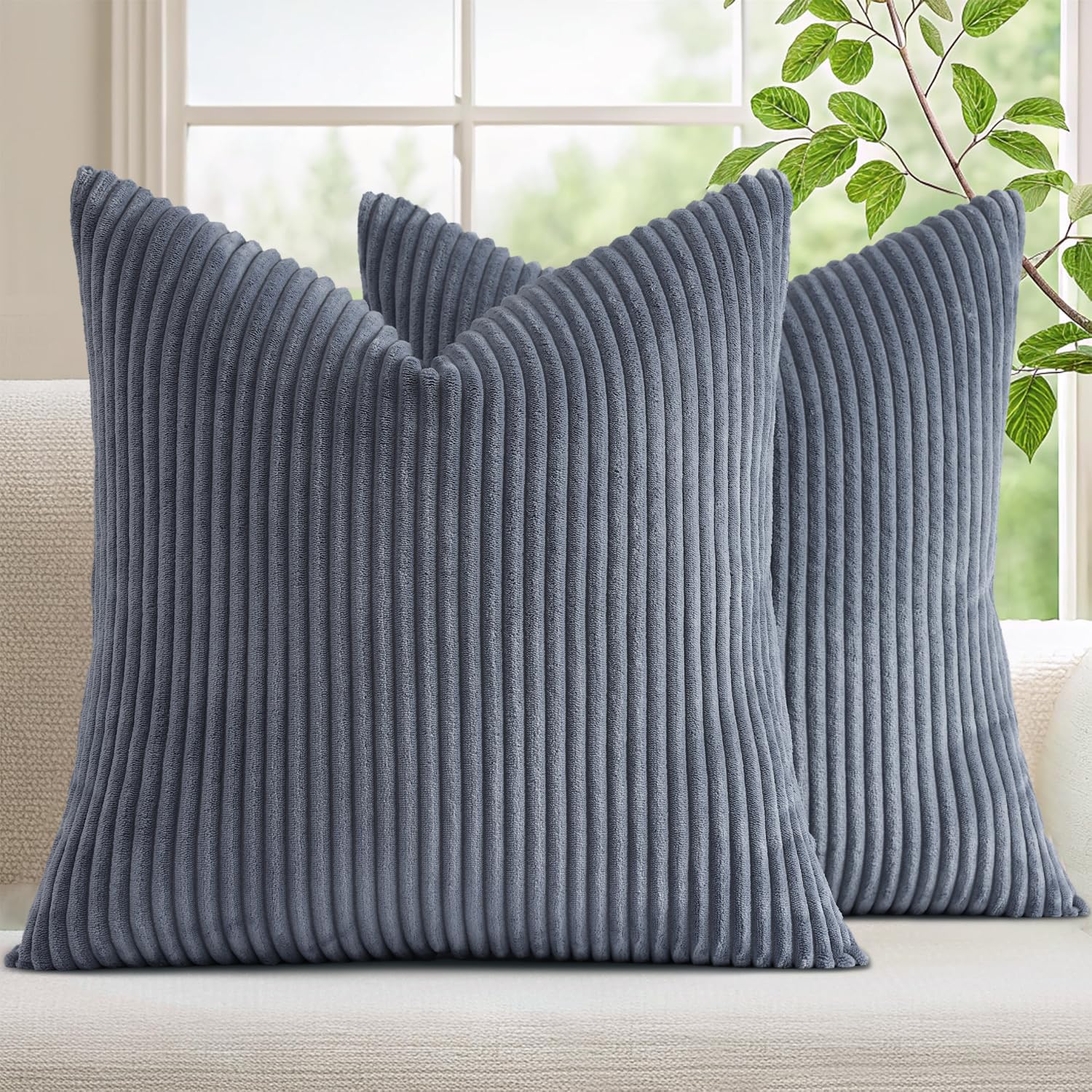 Mecatny Corduroy Summer Decorative Throw Pillow Covers