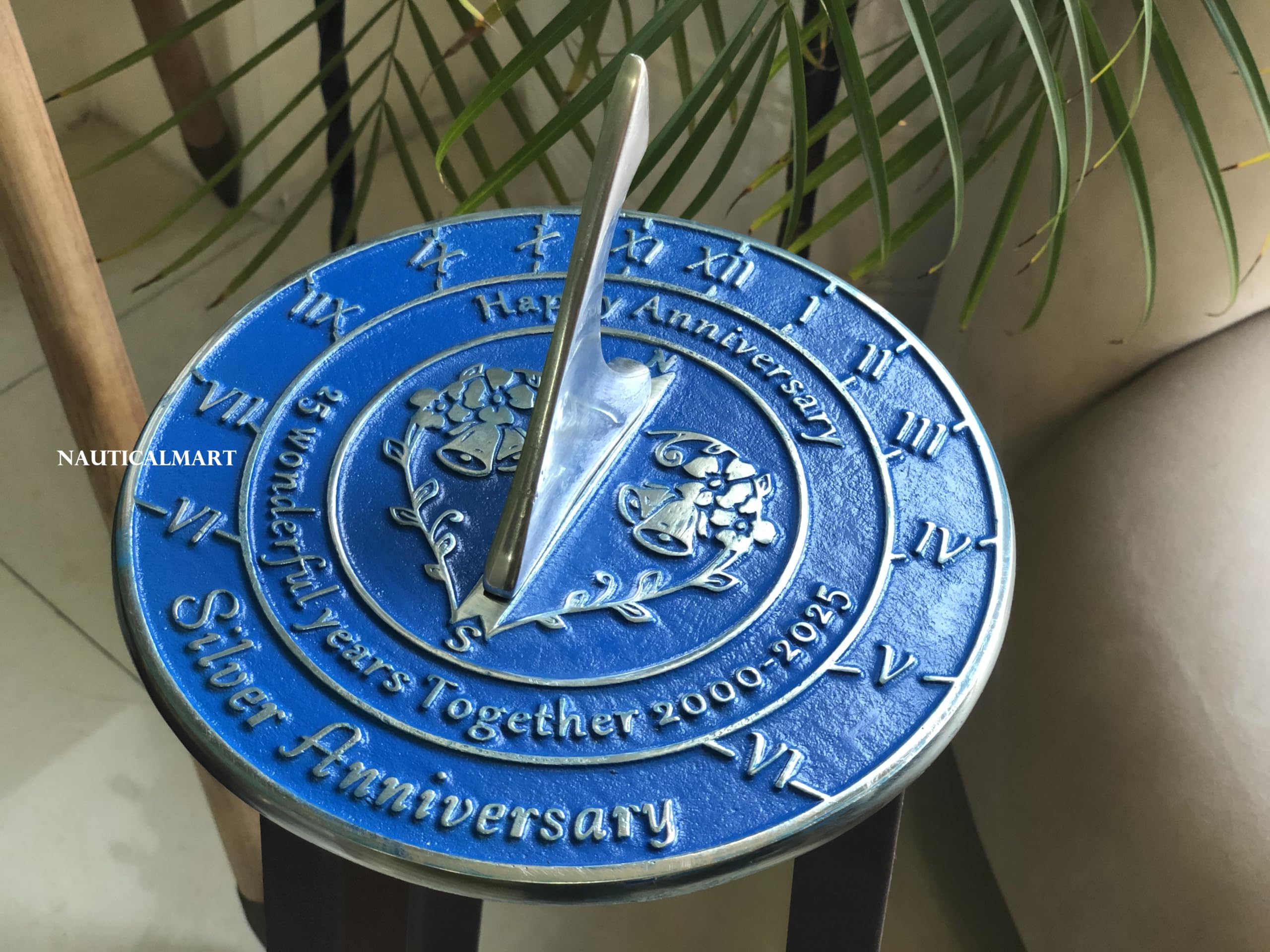 NauticalMart 25th Silver Anniversary Unique Marriage Present for Parents, Grandparents, Friends, Husband or Wife, Couples, Him & Her Wedding Anniversary Sundial Gift 2025 (25th Anniversary)