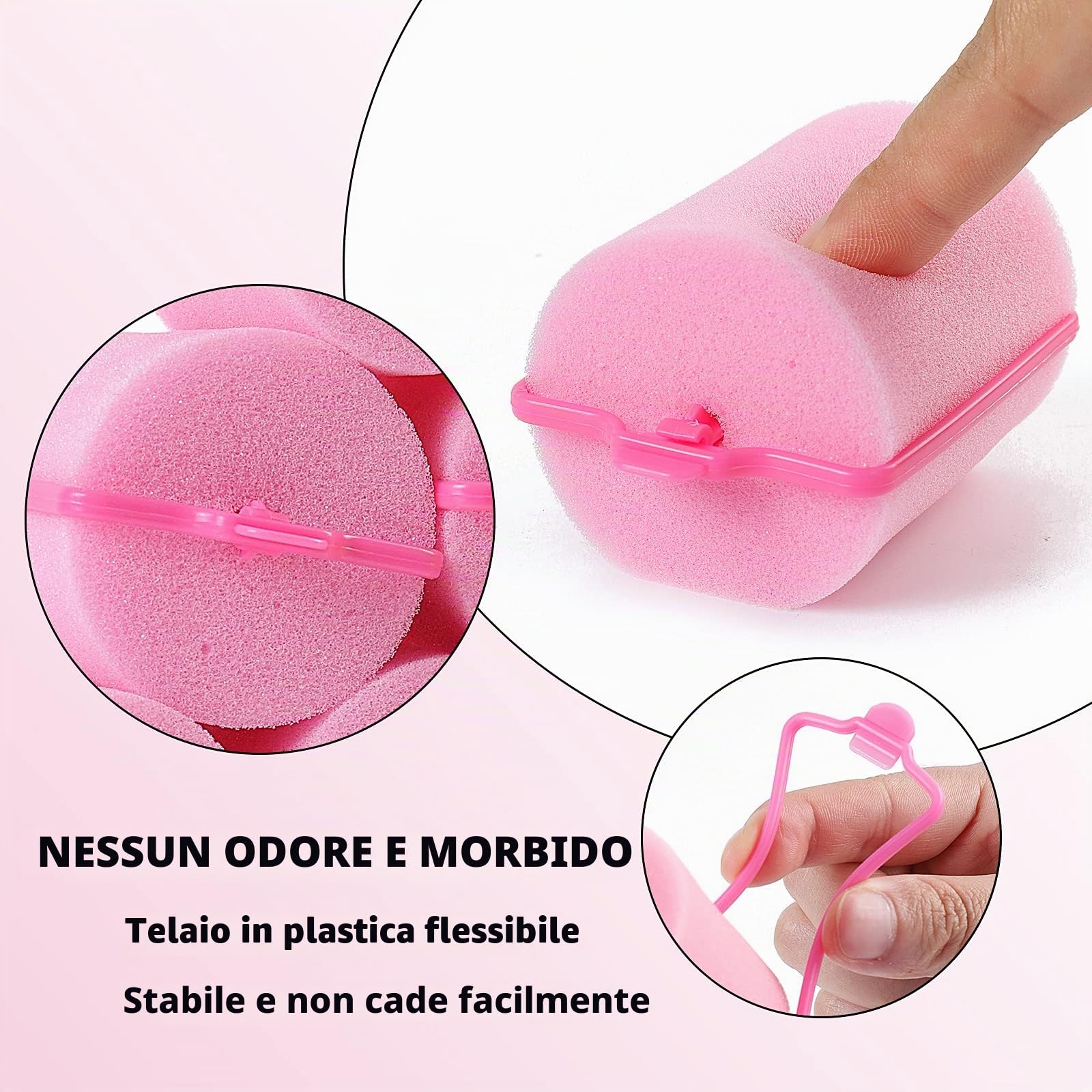 Rullo per capelli in spugna Jumbo in schiuma, morbido, ondulato, curvo, strumento per arricciare i capelli, 24 pezzi, uso per capelli lunghi e corti, donne e bambini, 5,1 x 5,8 cm (rosa)