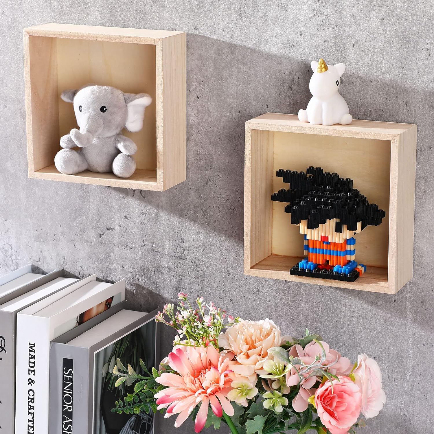Yookeer 10 Pack Unfinished Wooden Box, 6 x 6 Inch Square Rustic Wooden Box Craft Storage Organizer for Storage, Art Collectibles, Home Decor, Desktop Decor, Plant Pot, Drawer, DIY Craft