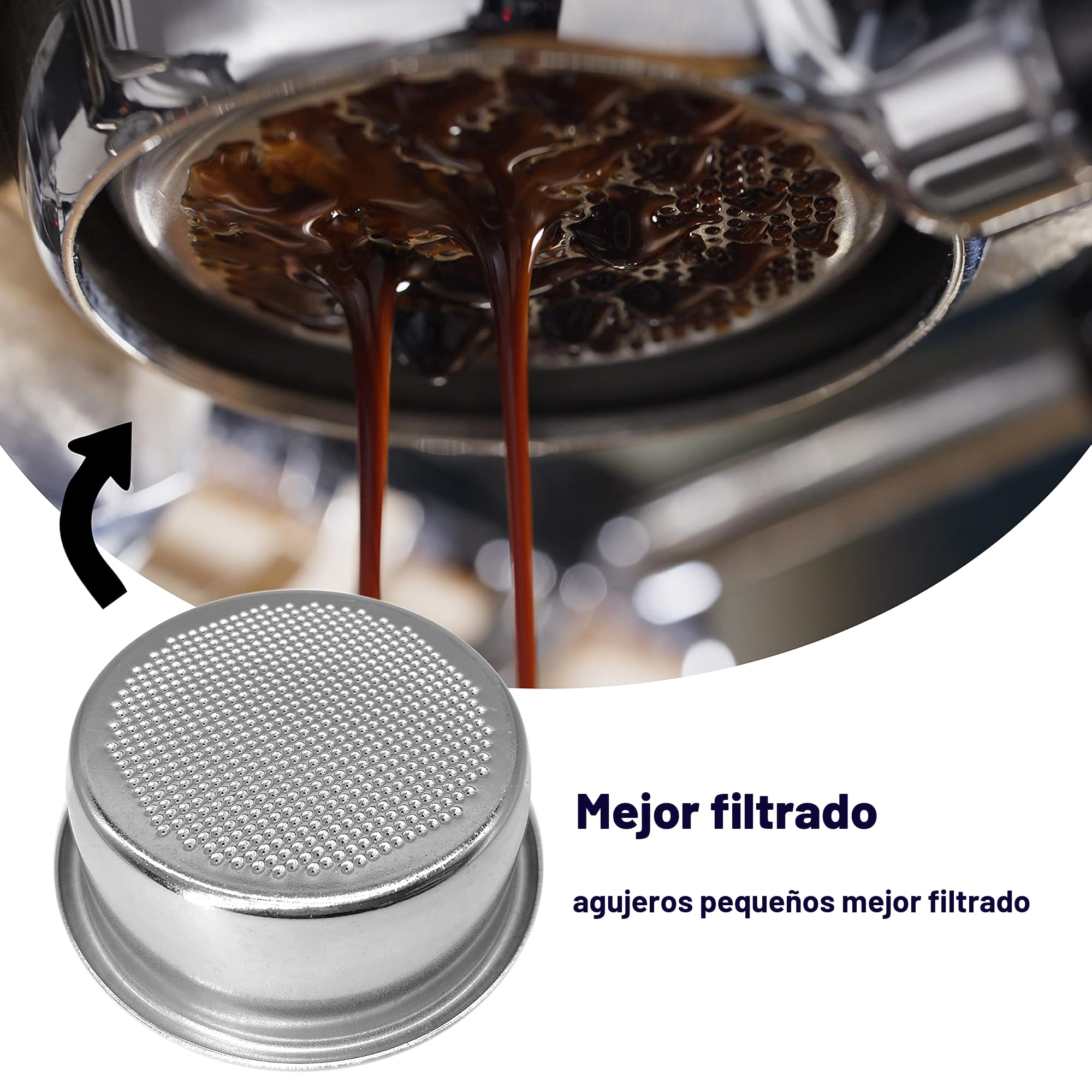 NEOUZA Cesta tamiz de filtro de acero inoxidable 304 de 51mm, 1/2/4 tazas, cesta ciega de retrolavado para portafiltro sin fondo, compatible con máquina de café espresso Delonghi, Breville (1 taza)