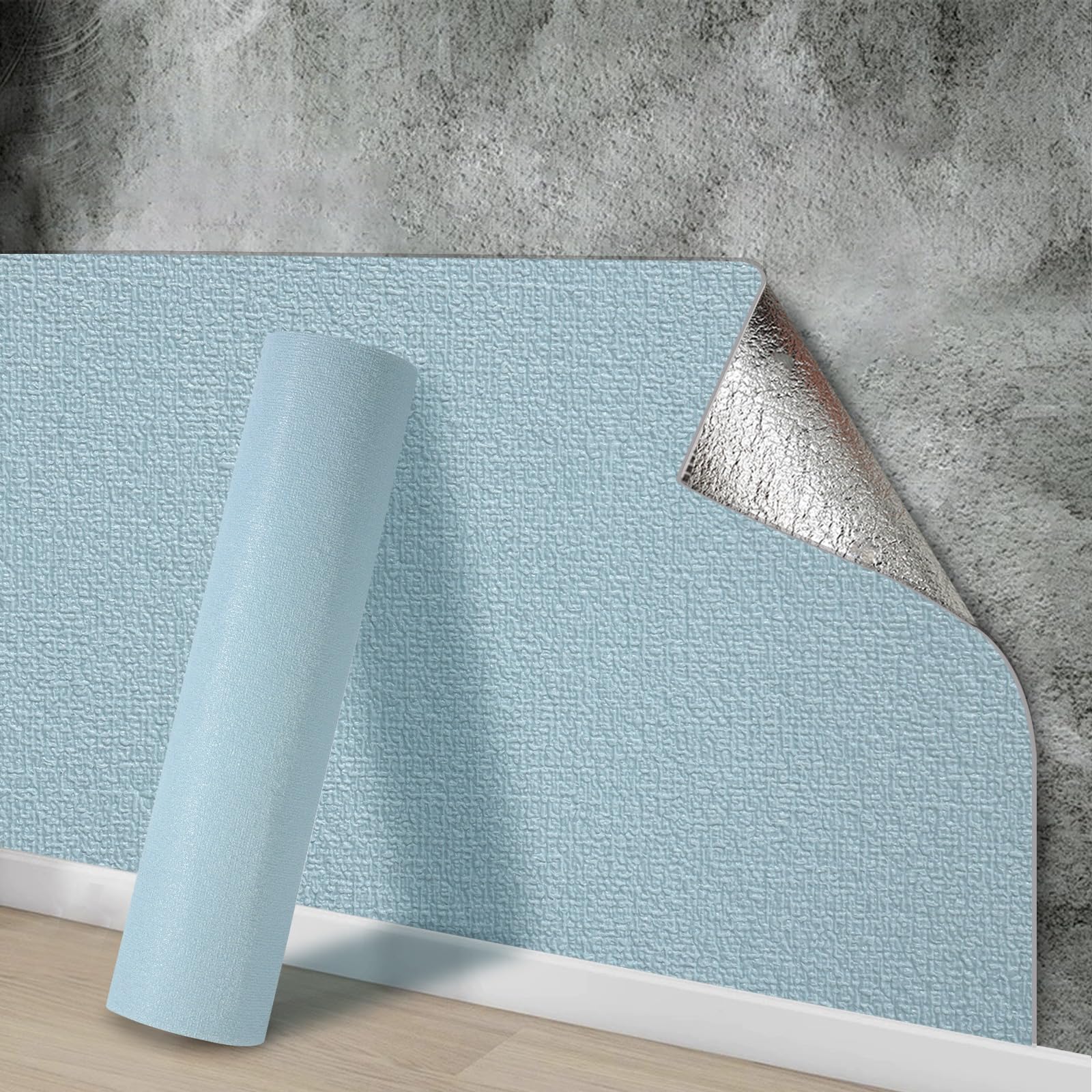 Snewvie Self Adhesive Wallpaper,Thermal Wallpaper Self Adhesive 5 Rolls 50 * 280cm 3mm Thicken Peel and Stick Blue Textured Thermal Insulation Wall Paper for Ceilings Kitchen Bedroom Livingroom โ image 1