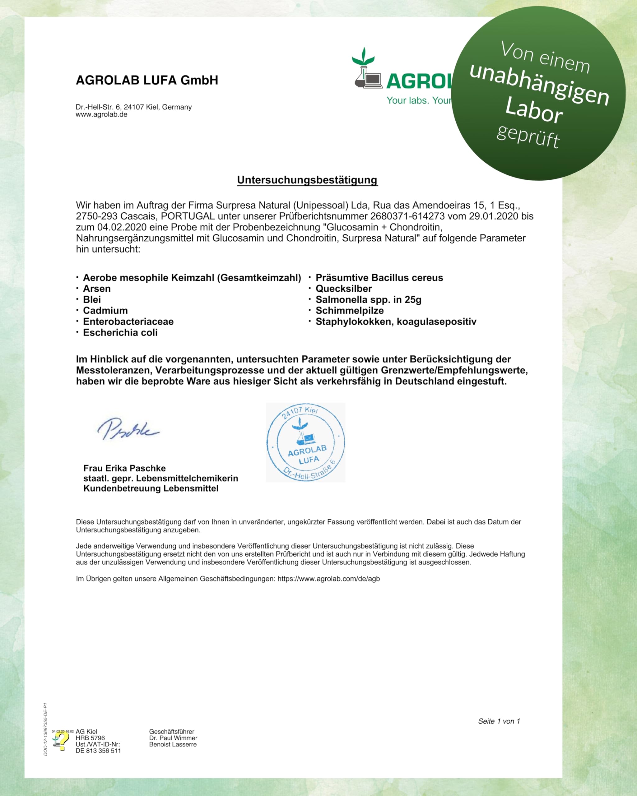 Glucosamin-Chondroitin-Kapseln hochdosiert I 1 x 195 Kapseln I 1500 mg Glucosamin & 1200 mg Chondroitin pro Tagesdosis I Nahrungsergänzungsmittel ohne Zusatzstoffe & laborgeprüft