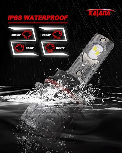 Miniatura 7 de KATANA Bombilla 9007, bombilla HB5 400% 16000LM 70W 6500K blanco Plug and Play Mini tamaño bombilla antiniebla de 2