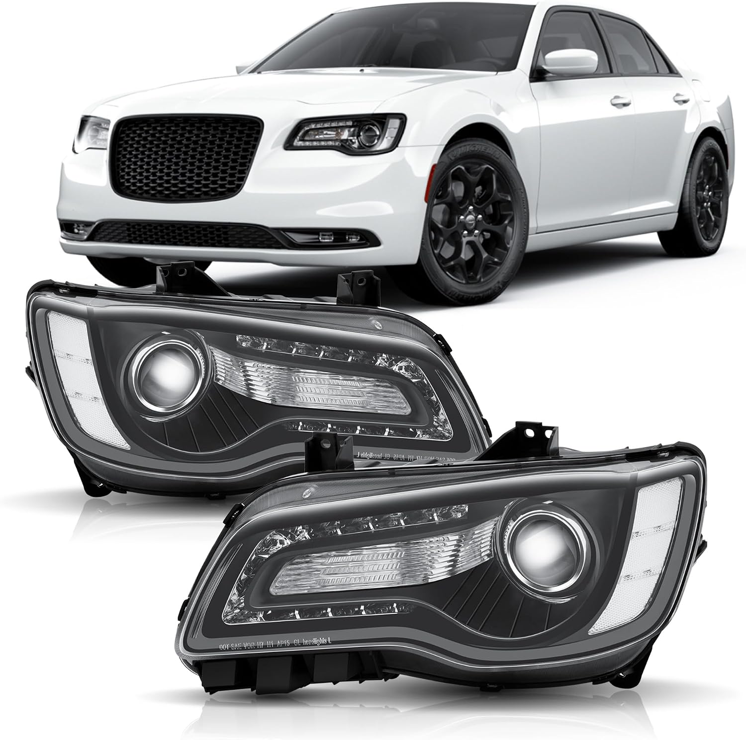 Projector Headlights Assembly Compatible with 2011-2023 Chrysler 300 /300C
