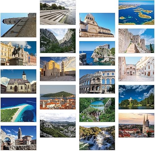 Dear Mapper Paquete de 20 postales de paisaje vintage de Croacia, tarjetas postales de todo el mundo, tarjetas de felicitación para viajes del mundo