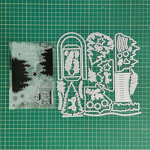 Miniatura 5 de Juego de sellos y troqueles transparentes para árbol de Navidad y casa, para hacer tarjetas, plantillas cortadas para álbumes de recortes, álbum de