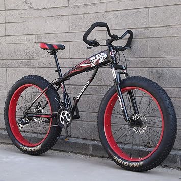 Mens Fat Tire Mountain Bike Bicycle, 26 Inch Wheels 7/21/24/27/30 Speed Anti-Slip Sand Bike, Double Disc Brake Suspension Fork Snow Bike Beach Bike Load 200kg