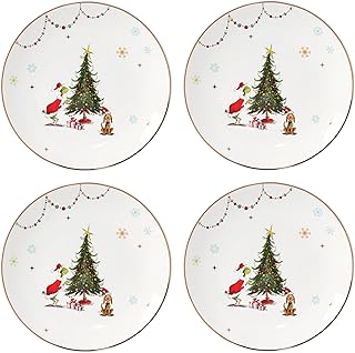 Lenox 895052 Merry Grinchmas Dinner Plates, Set Of 4, Green, 10.75', Christmas Drinkware, Holiday Hosting