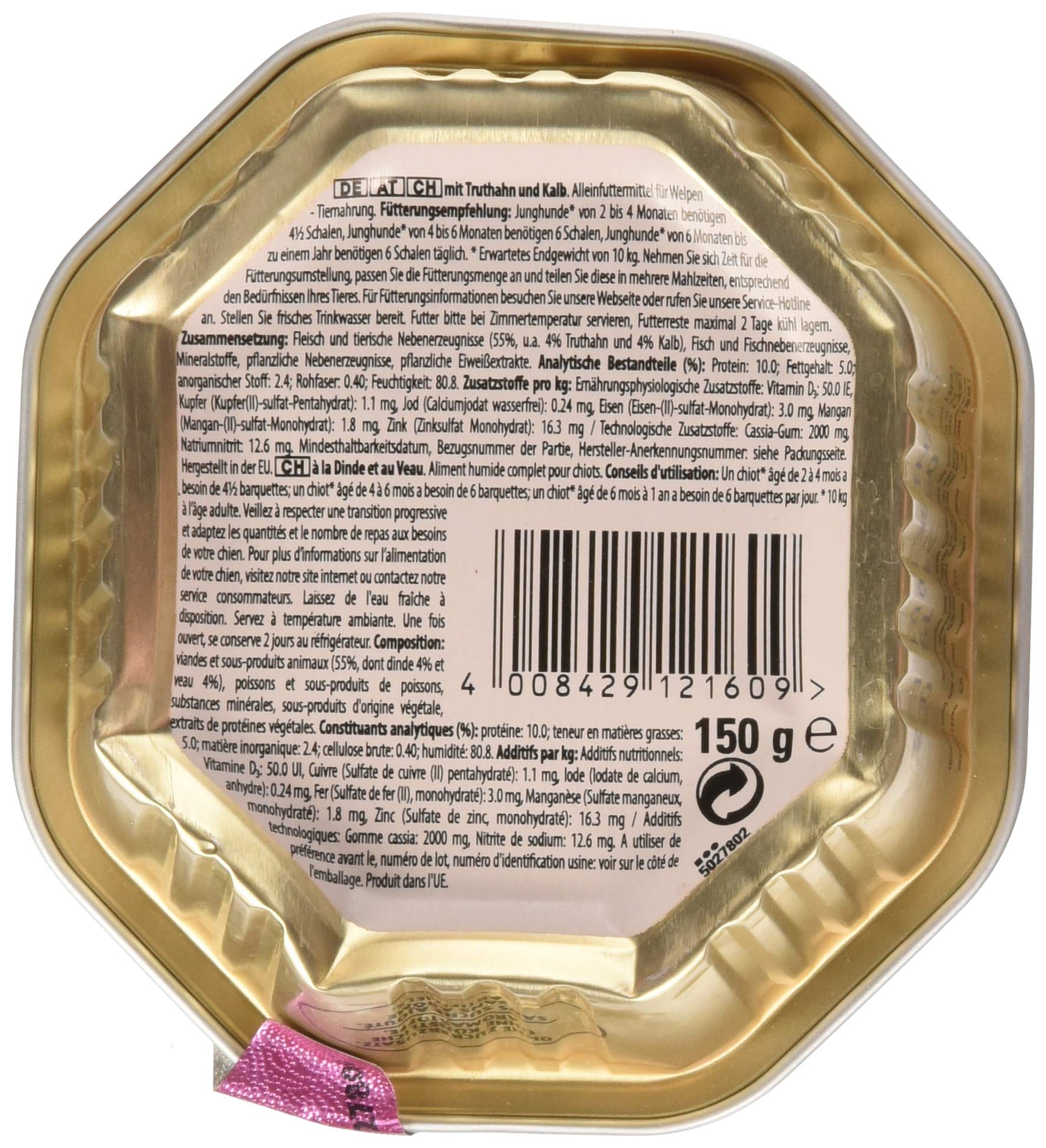 Cesar Nourriture Humide Junior pour Chiots et Jeunes Chiens de Moins de 1 an avec Dinde et Veau en pâté, 14 Bols (14 x 150 g), 2100 g