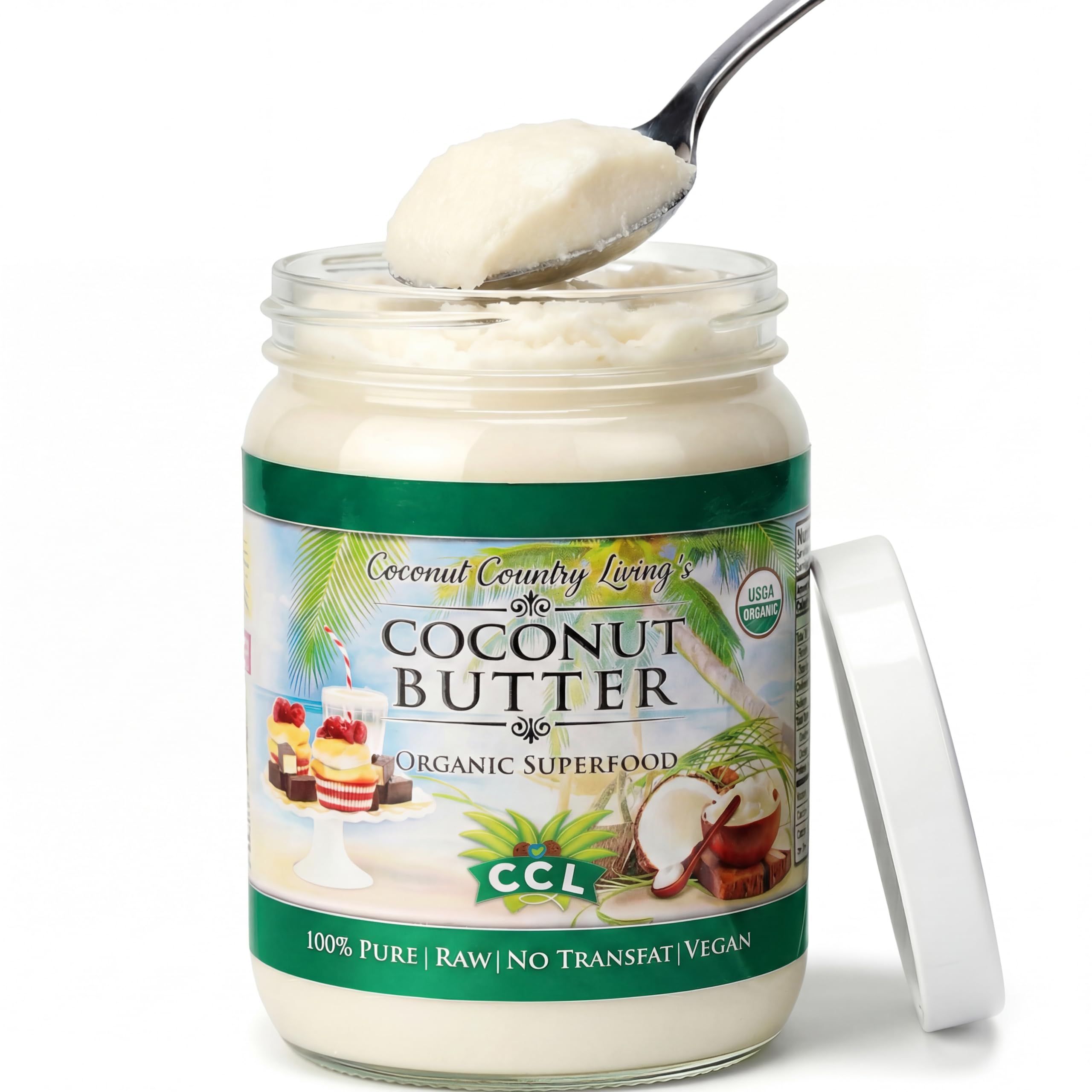 Coconut Country Living Organic Coconut Butter Large 17.63 oz – 100% Raw Creamed Coconut Manna – Stone Ground & Silky Smooth – Keto, Paleo, Vegan & Whole30 – Non-GMO, No Added Sugar – Packaged in Glass Jar