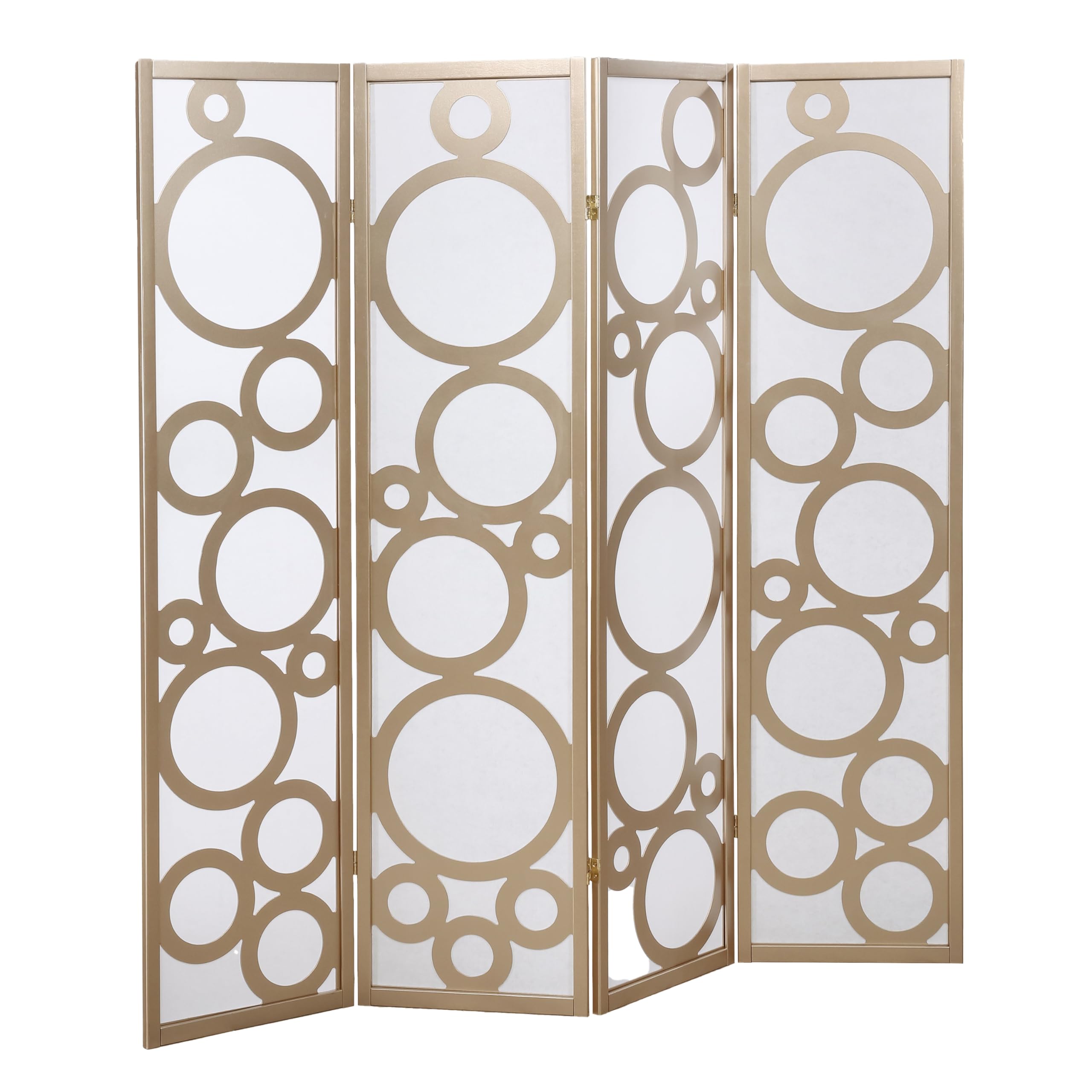 View 1 of ***MINOR DAMAGE***Roundhill Furniture Arvada 4-Panel Wood Room Divider, Gold