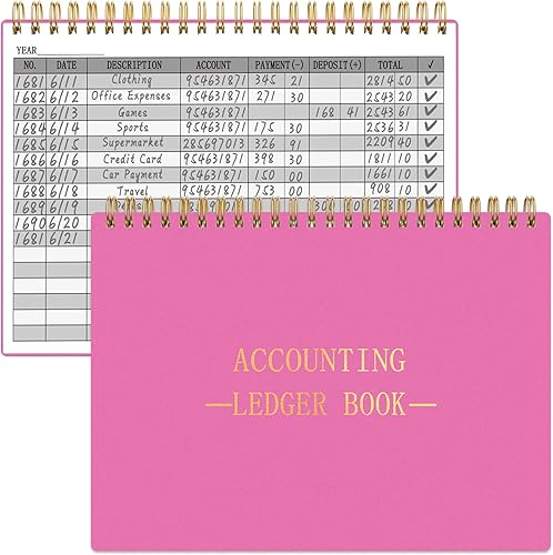 Miniatura 8 de HAUTOCO Libro de contabilidad horizontal A5 para pequeñas empresas, contabilidad, cuaderno para seguimiento de presupuestos en el hogar, diario de