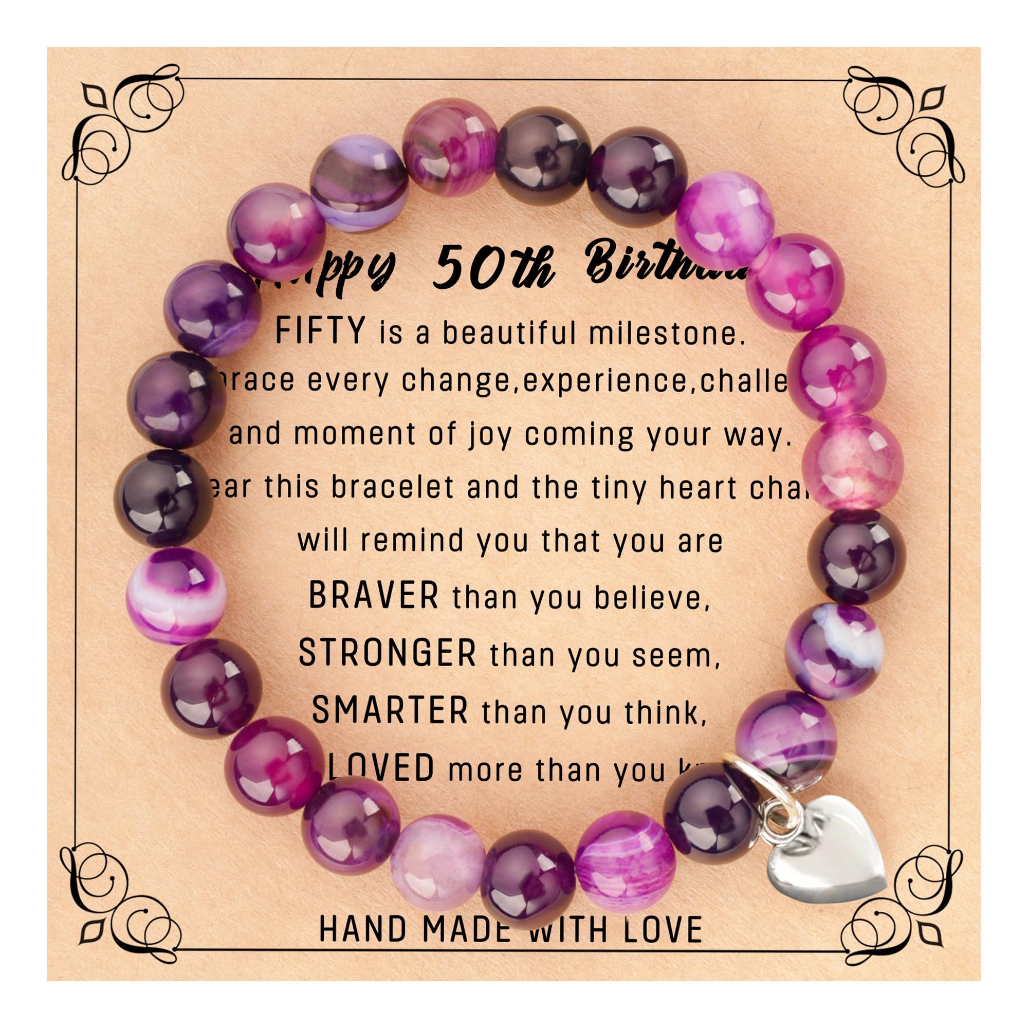 13/16/18/21/30/40/50/60/70/80th Birthday Gifts for Women, Funny Natural Stone Heart Bracelets Gifts for Women,Teen, Girls, Her, Best Friend, Girlfriend, Mom, Grandma, Wife, Sister, Teacher, Aunt