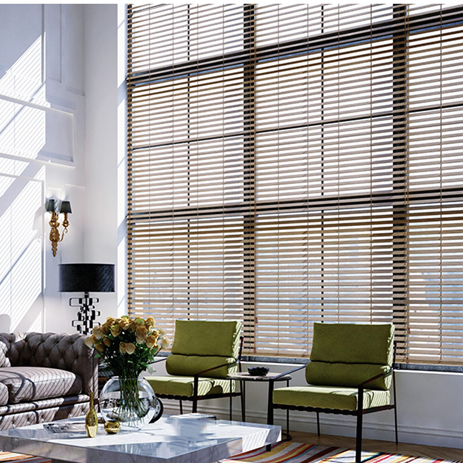 Bambus-Jalousien aus Holz für Zuhause und Büro, verstellbare Rollos (80 x 170 cm), perfekte Sichtschutz, natürliche Holzfarbe, ideal für Wohnzimmer und Arbeitszimmer