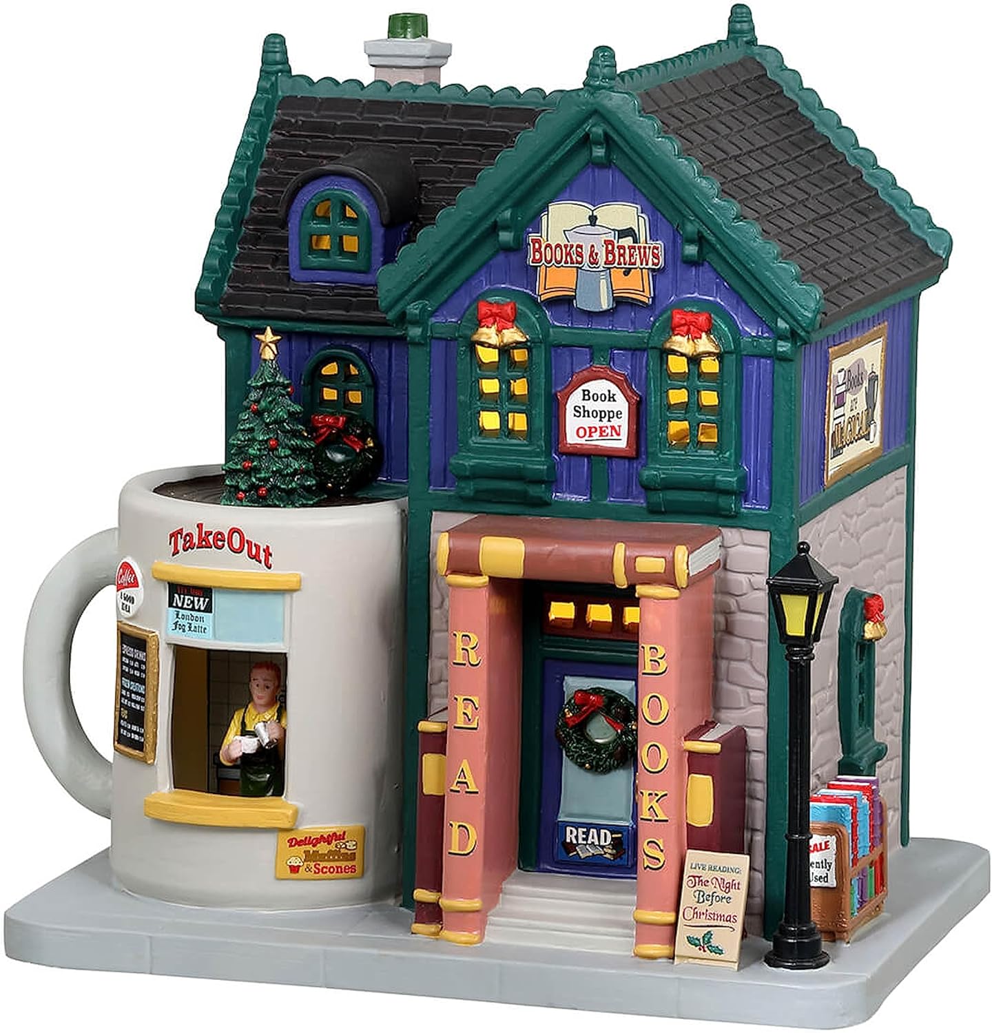 Lemax Village Collection Books and Brews Café Home & Kitchen