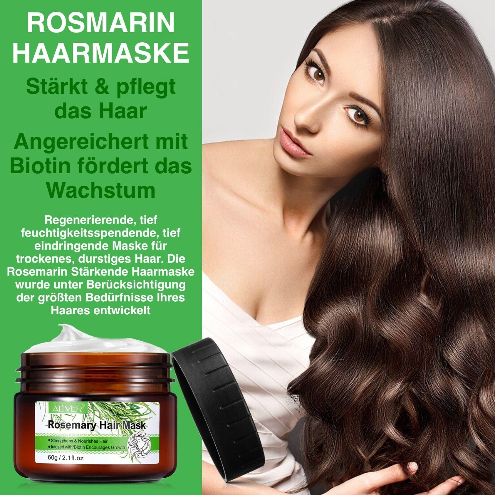 P-Beauty Rosmarin Haarpflege Set2 - Haarmaske 60g, Rosmarinöl 60ml, Shampoo 300ml & Conditioner 300ml, für Haarwachstum & Kopfhaut | Haarpflegekur, Haarpflegeöl, Stärkungsshampoo, Haarspülung Set