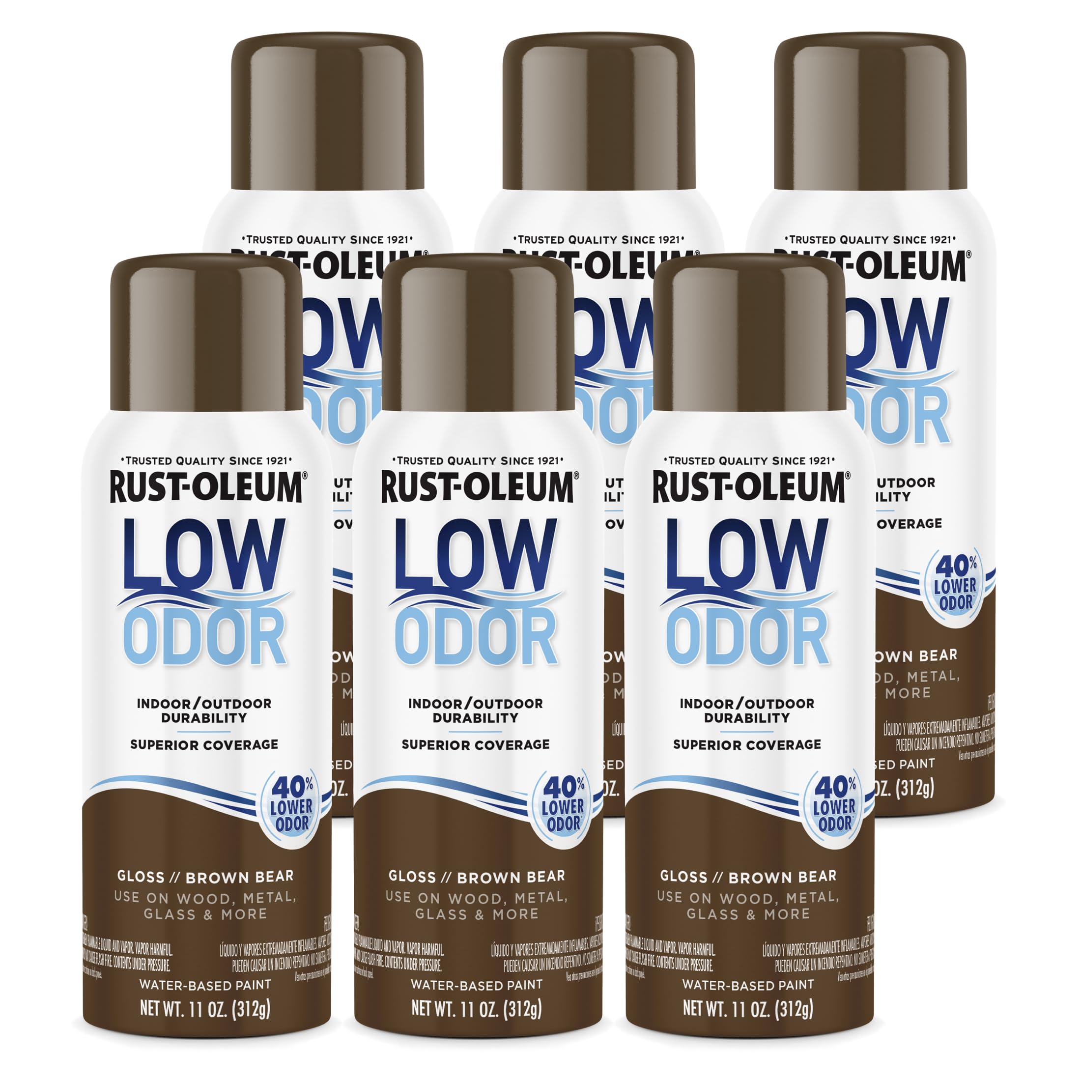 Rust-Oleum Low Odor Premium Spray Paint, Gloss Brown Bear