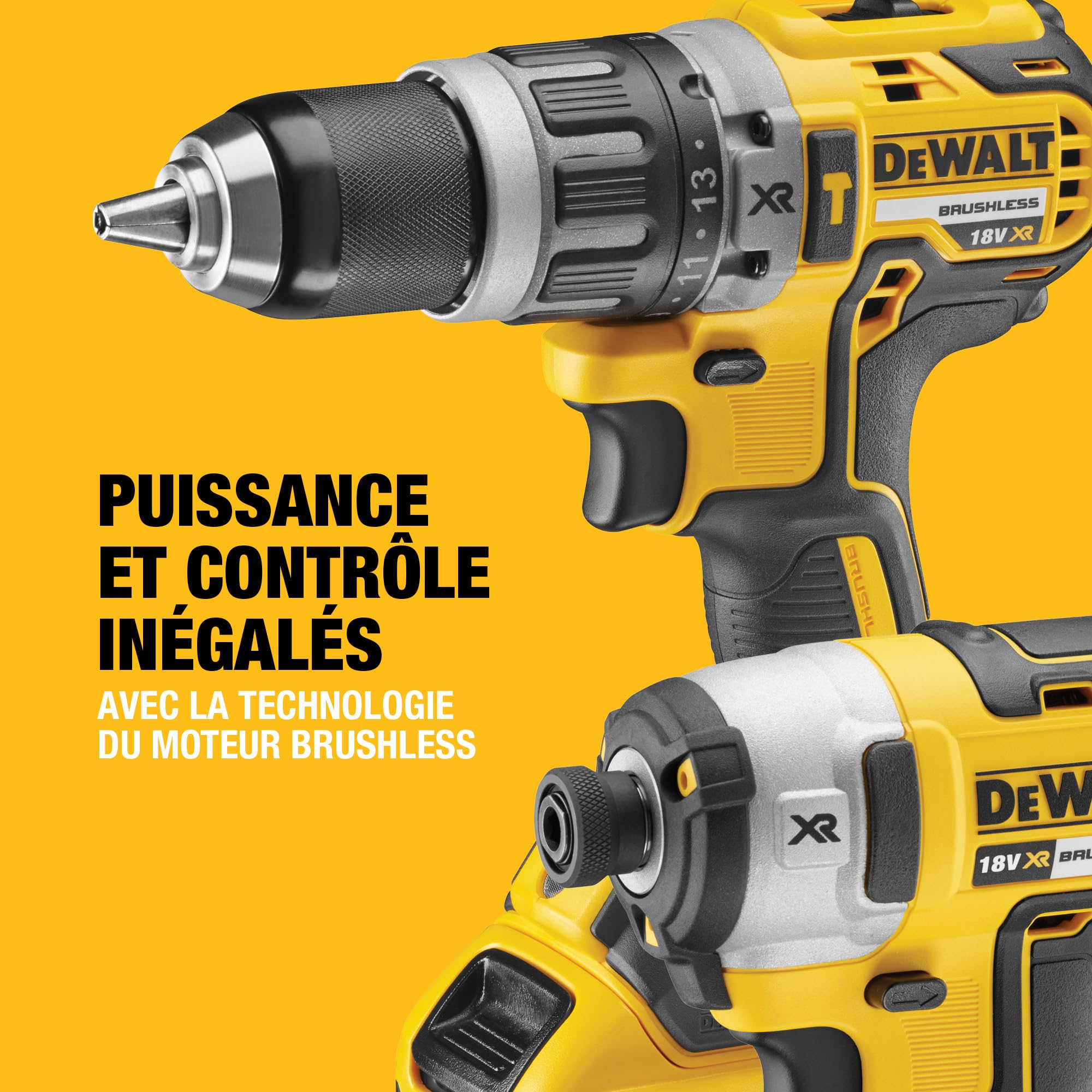 DEWALT DCK266P2-QW XR Brushless Double 18V Perceuse à Percussion Visseuse à Chocs Kit avec Batteries 5Ah et Chargeur Multivoltage