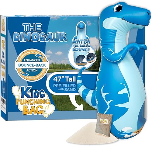 Miniatura 10 de INFLATABLE DUDES Dinosaurio - Saco de boxeo para niños  Ya lleno de arena  Bolsa Bop  Juguete de boxeo inflable  Saco de boxeo para niños  Acción de
