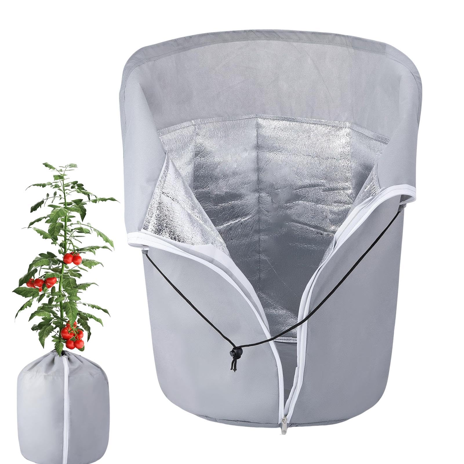 Genikeer Flower Pot Protection Bag | Winter Plant Pot Covers Freeze Protection | Plant Pot Winter Covering | Thermal Pot Protector With Drawstring And Zipper For Tree Flower Pot