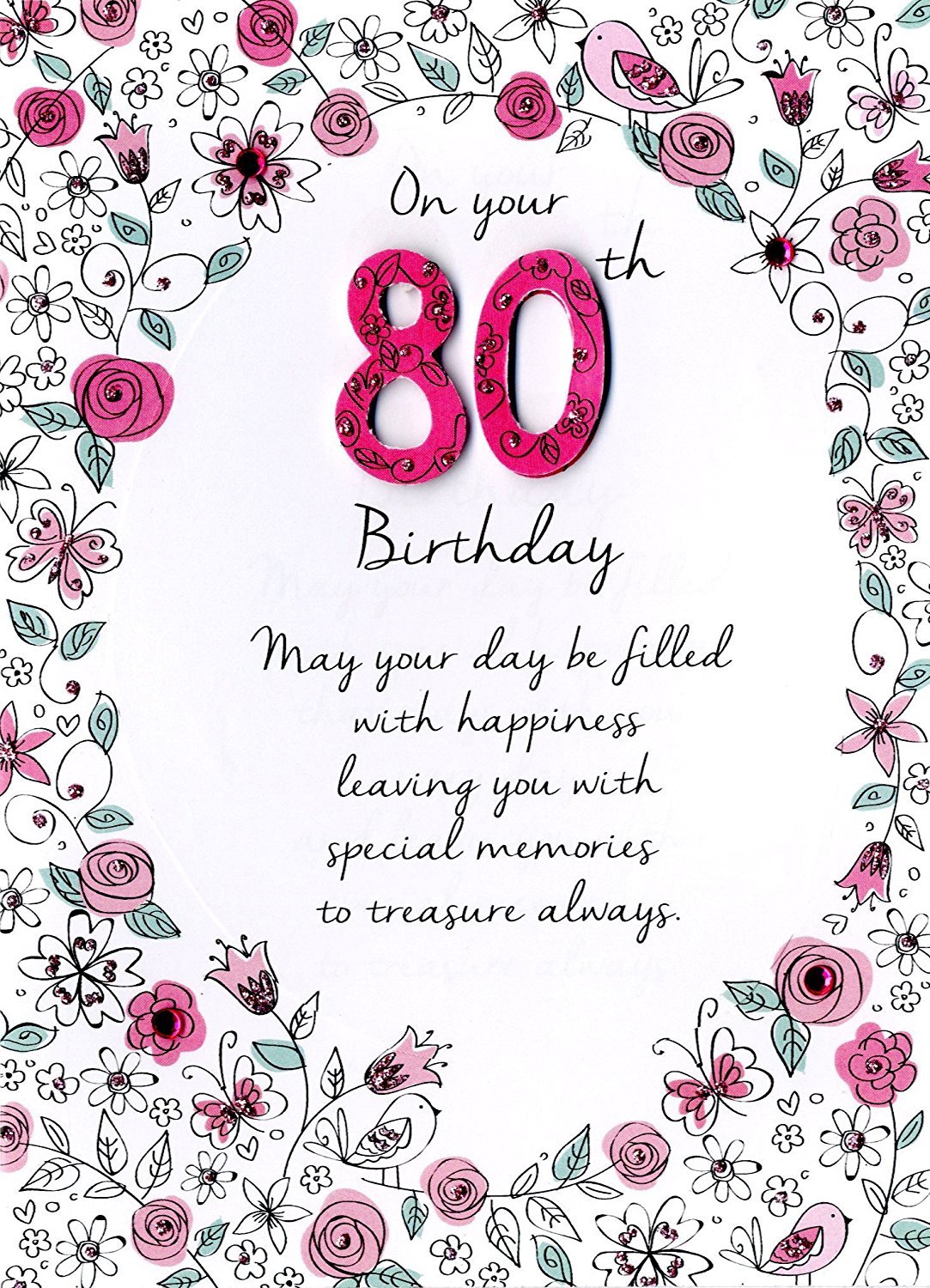 Just to Say Female 80th Birthday Greeting Card Second Nature Cards