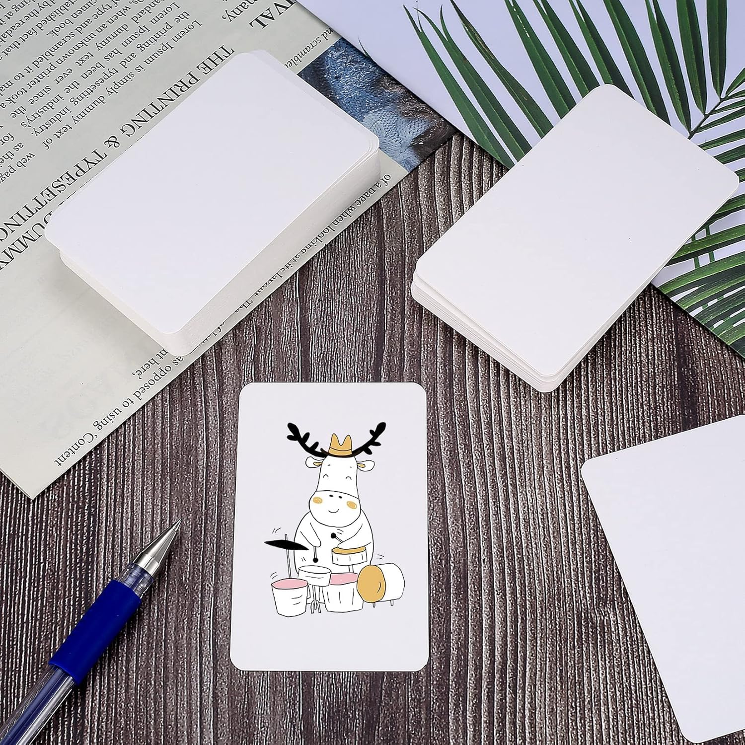 Papier Carte de Visite Personnalisée 300 Pcs, Cartes Postales Vierges Kraft, 8,8 x 5,4 cm, Blanc