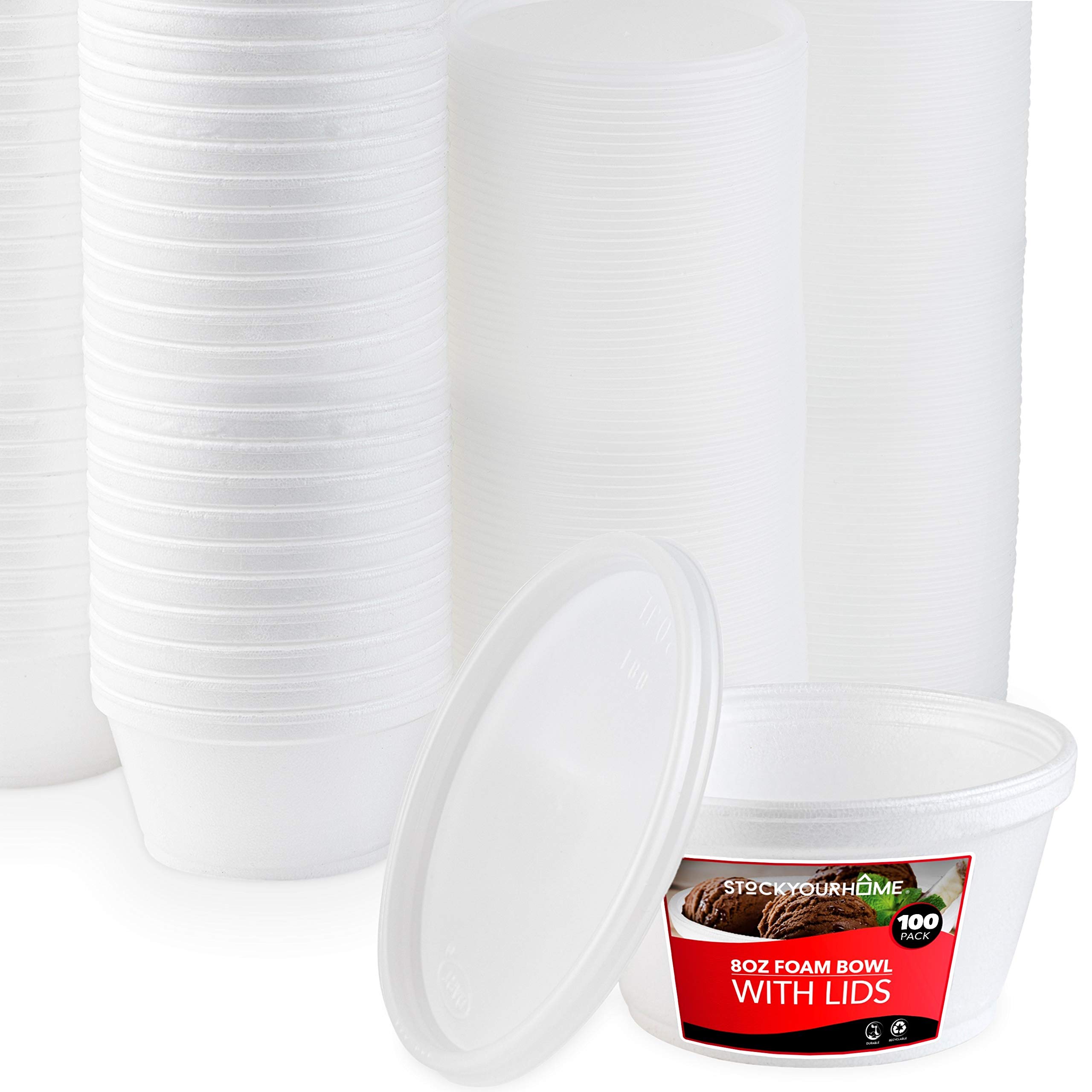 Buy Stock Your Home 8 Ounce Foam s with Lids (100 Count) Styrofoam s