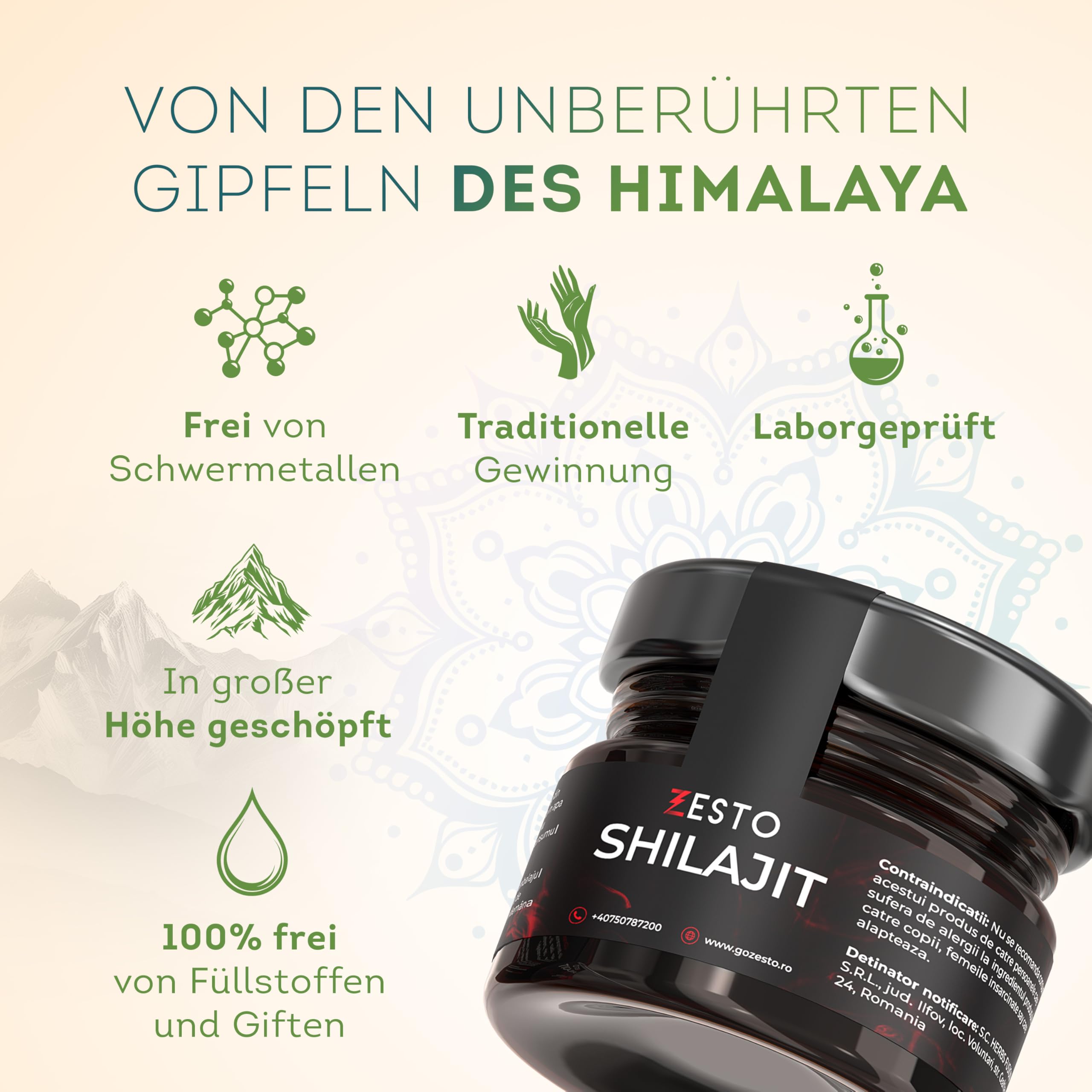 ZESTO Shilajit - Filajit originale e puro dell'Himalaya - Massima efficacia con l'80% di acido fulvico - Senza additivi - Vegano e testato - 85+ oligoelementi - 40 porzioni