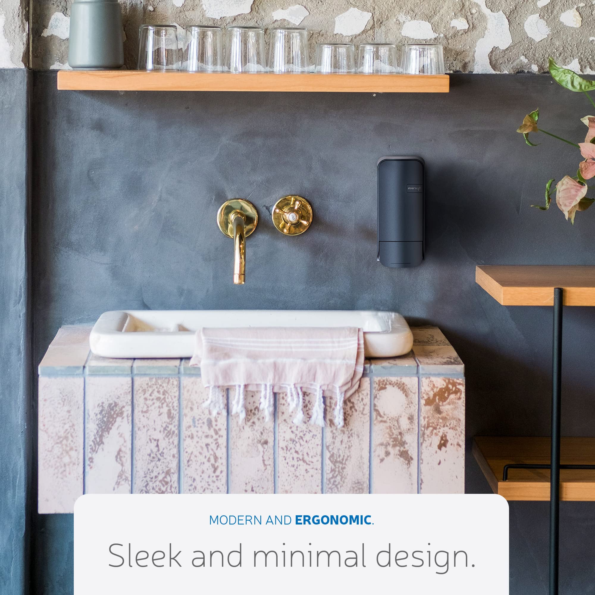 1250mL Foam Soap Dispenser, Push-Style, Chrome/Black, Mfr: 8888-06-A