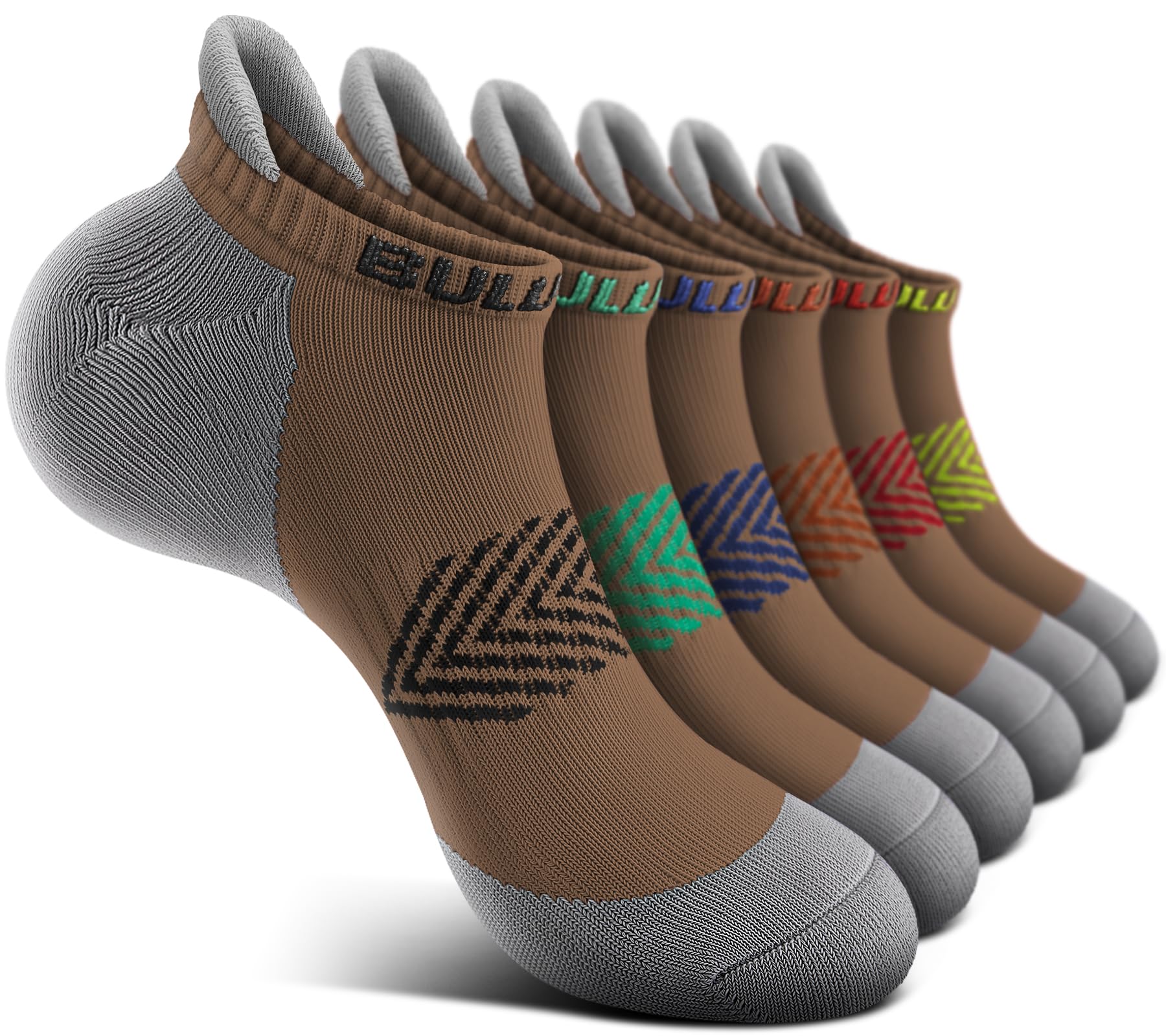 BULLIANT Women Cushioned Running Ankle Socks Anti-Slip Y-Heel No Show 6Pack