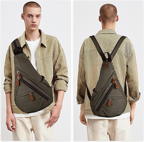 Miniatura 7 de HUXFAM Mochila bandolera pequeña multiusos casual mochilas al aire libre ciclismo senderismo viajes, 5army verde, Mochilas Daypack