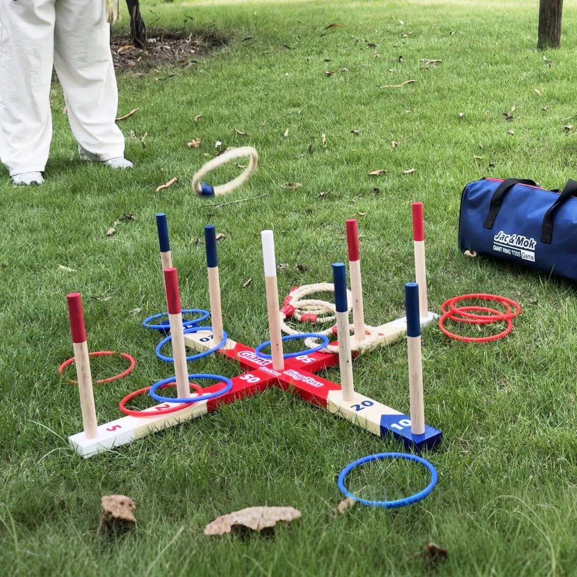 Ringwurfspiel Wurfspiele Ring Toss Game Holz Ringe Werfen Spiel mit Tragetasche
