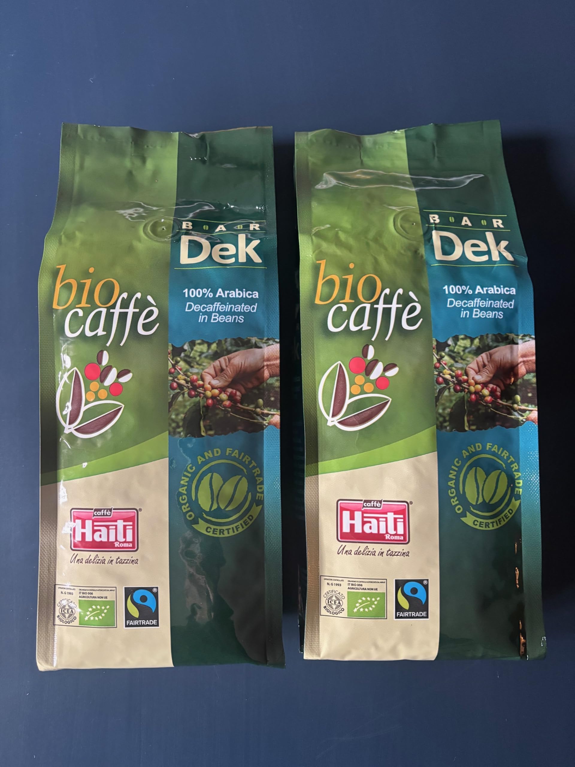 Caffè Haiti Roma Biocaffè Bar Dek 100% Café arábica en granos 100% Orgánico 100% Comercio justo 2 x 500 g
