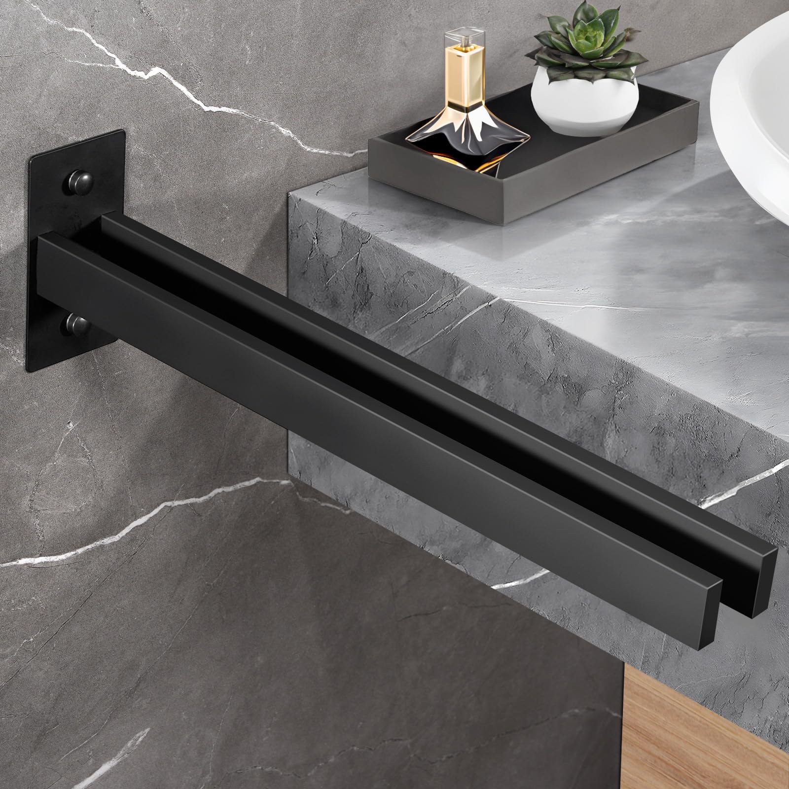 Porta asciugamani in acciaio inossidabile Porta asciugamani da bagno autoadesivo Porta asciugamani nero Porta asciugamani Anello ferroviario Accessori per riporre la cucina  13
