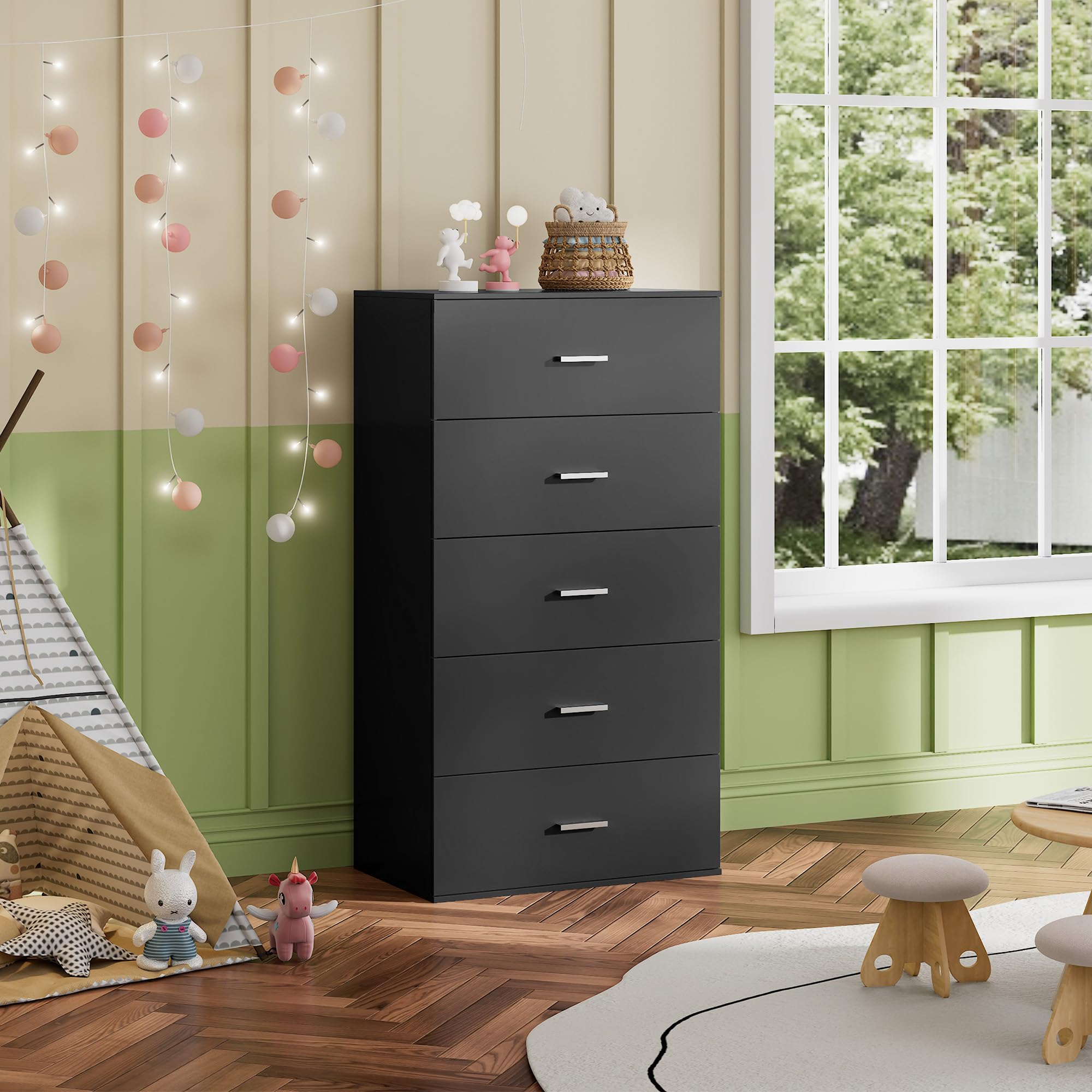 black dresser in store Royalcraft Dresser for Bedroom, 7 Drawers Dresser with Distinctive Wo –  RoyalCraft