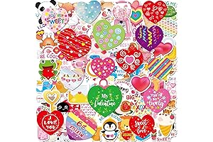 Funny Valentine Stickers for Kids Valentine's Day Vinyl Waterproof Stickers for Laptop, Water Bottle 100Pcs