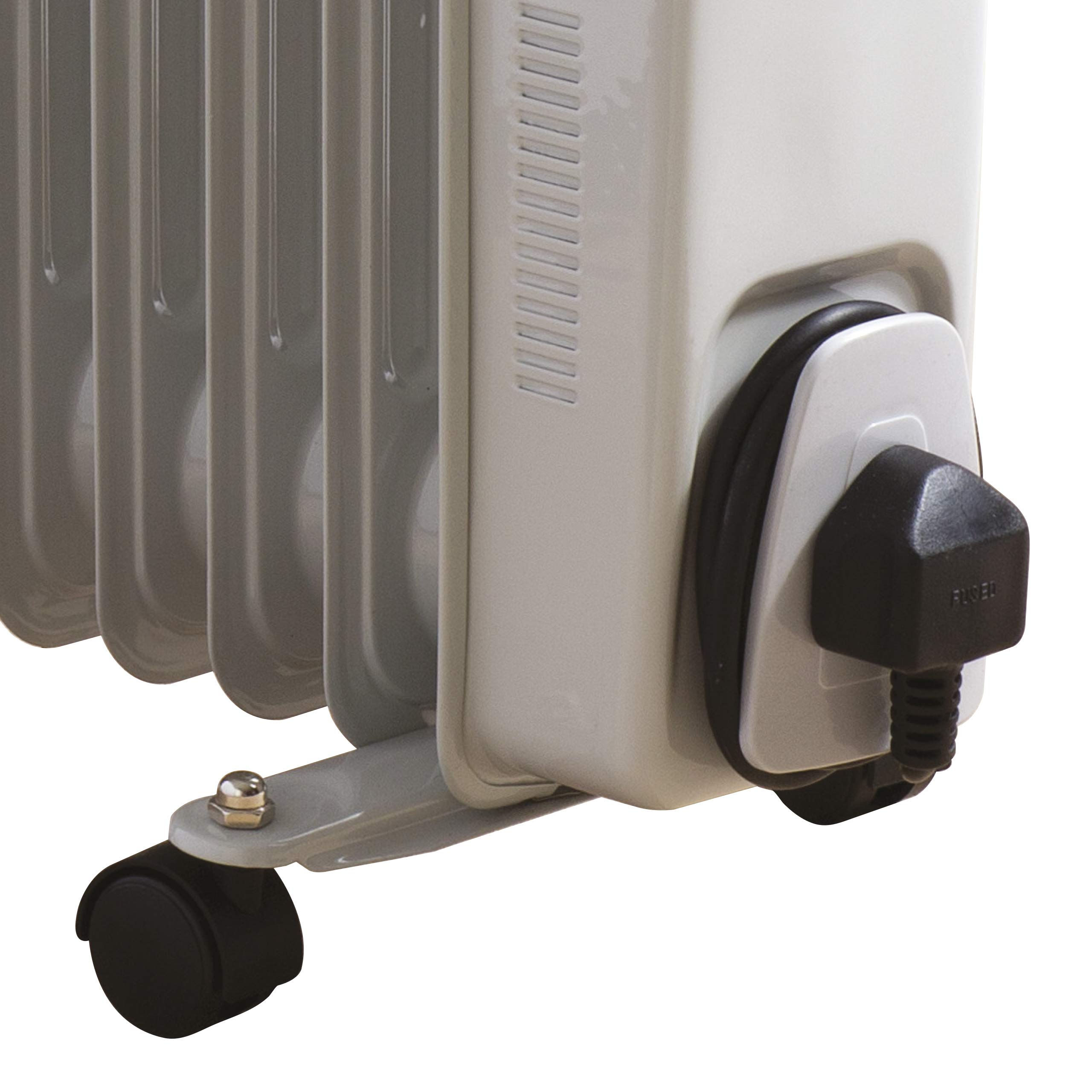 Daewoo 11 Fin 2500W Portable Oil Filled Radiator Heater with Thermostat u0026  Wheels (White) : Amazon.co.uk: DIY u0026 Tools