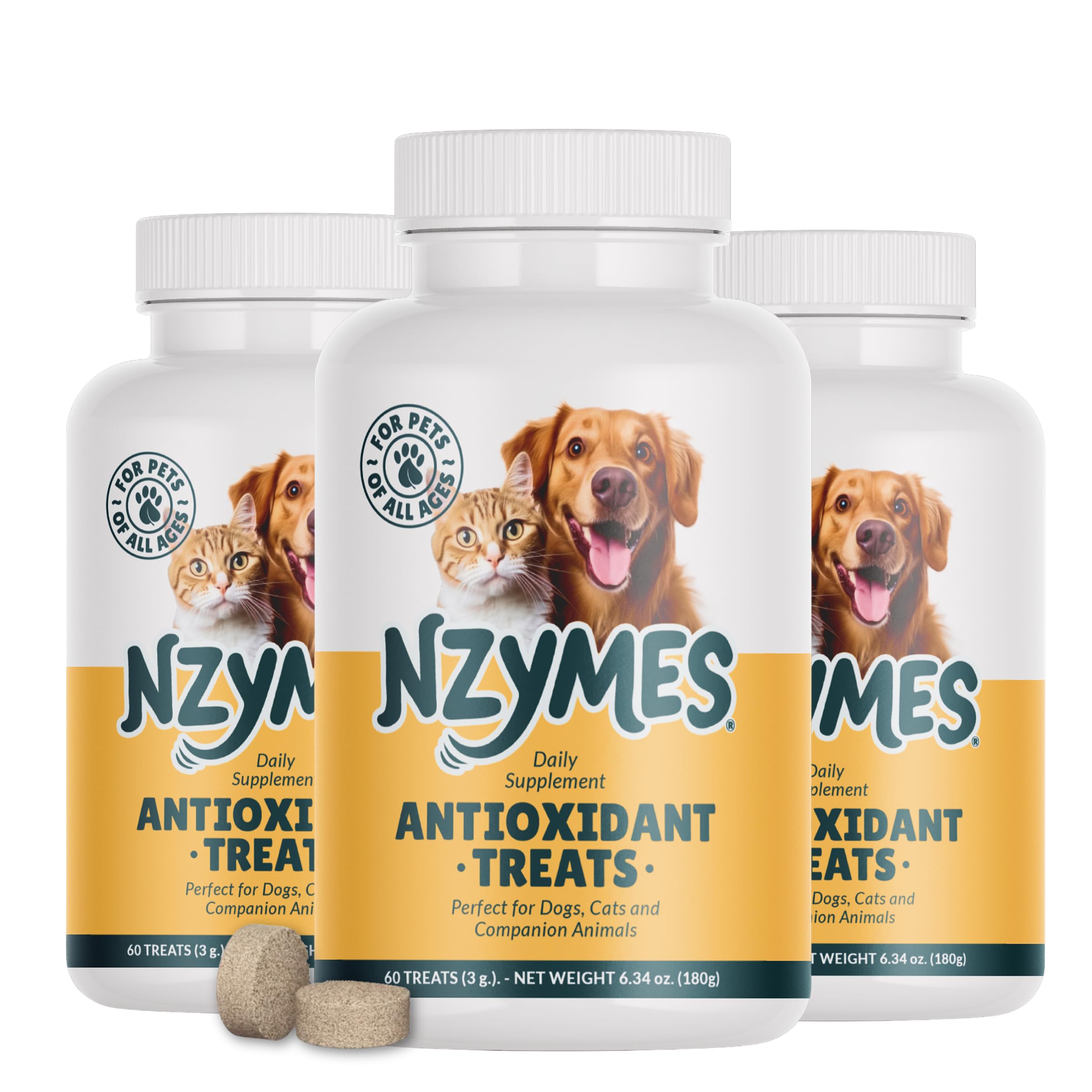 Nzymes Antioxidant Treats for Dogs, Hip &amp; Joint Mobility, 180 Count