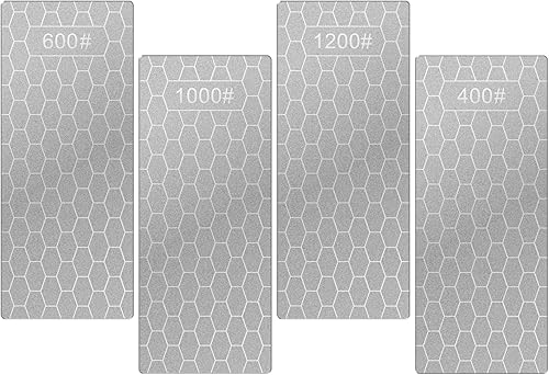 Juego de 4 piedras de afilar de diamante, piedra de afilar con superficie de panal con base antideslizante, afilador de cuchillos de diamante,