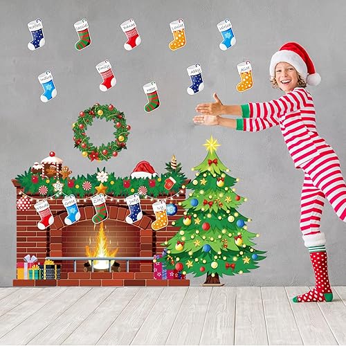 Miniatura 7 de Juego de tablones de anuncios de Navidad, árbol de Navidad, chimenea, tablón de anuncios, decoración de Navidad, vacaciones, aula, recortes para