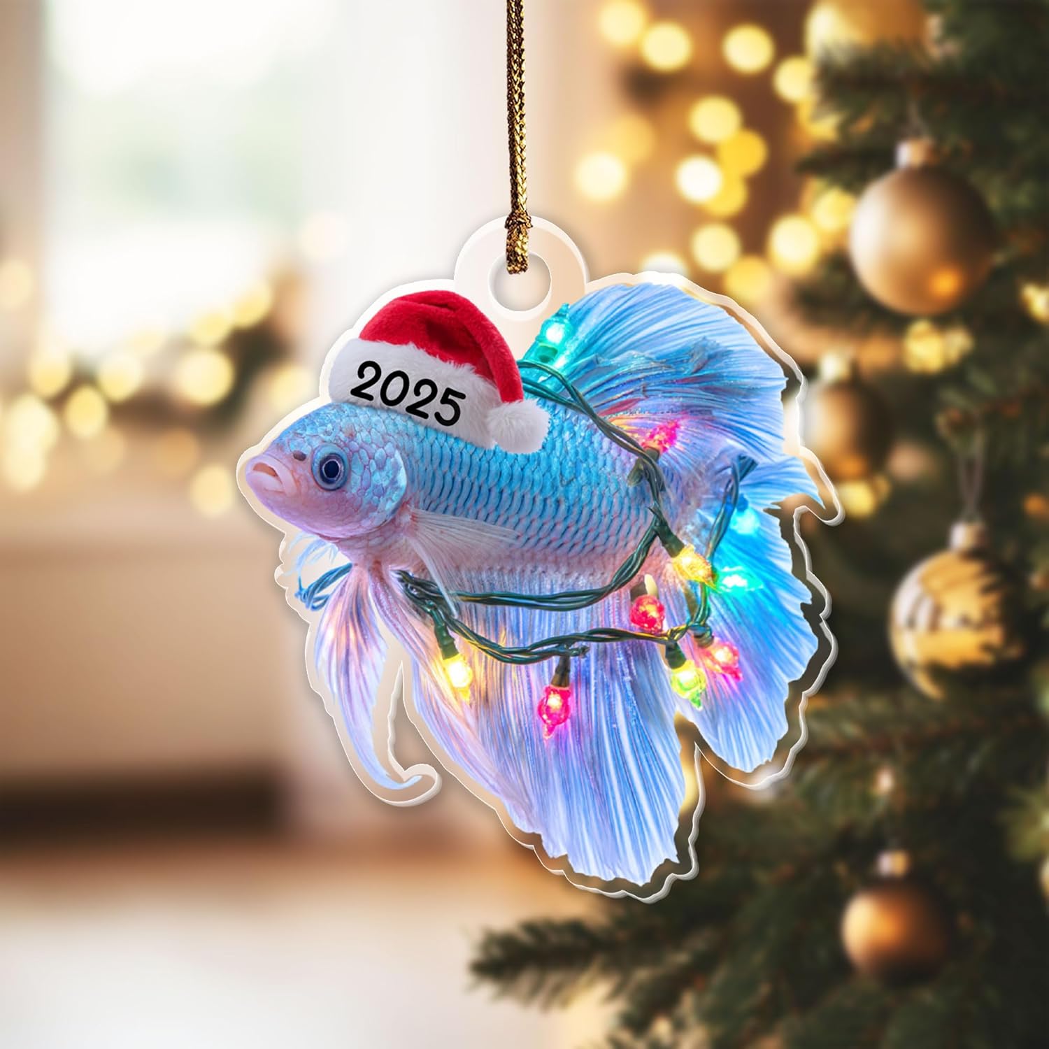 Betta Fish Christmas Ornament 2025, Pet Animal 3.75" (2D Flat) Double-Sided Acrylic Ornament, Gift for Betta Fish Lovers, Pet Lovers, Christmas Ornament for Women, Girls, Family Xmas Tree Decoration - Image 8