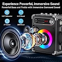 Vista 2 de Máquina de karaoke HWWR con 3 micrófonos inalámbricos para adultos/niños, altavoz Bluetooth 5.3 portátil, altavoz para fiestas en casa con luces