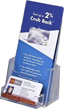 Clear-Ad - Acrylic Trifold Brochure Holder with Business Card Pocket - Rack Card Display - Pamphlet Stand - LHF-P100 Pack of 12