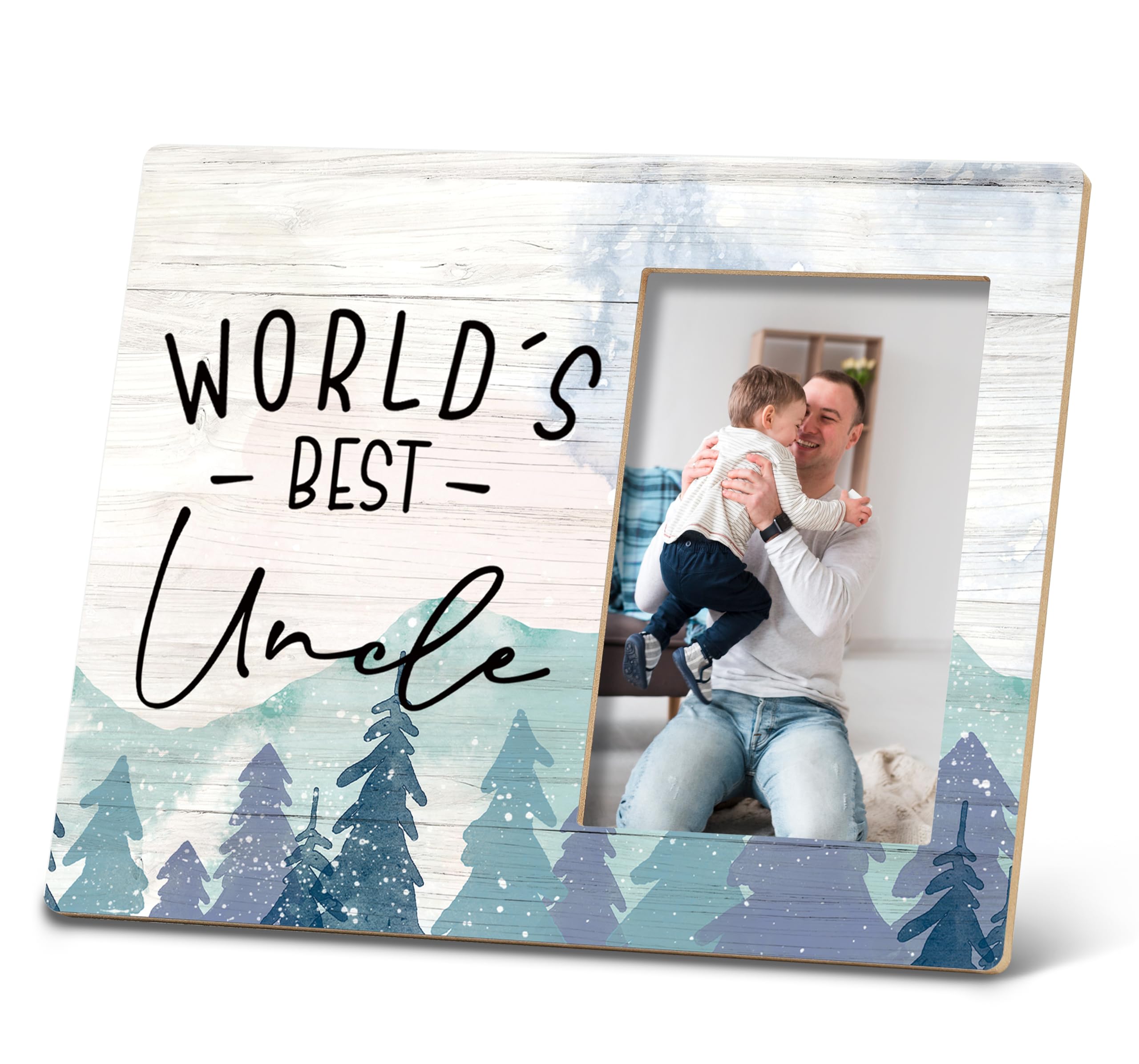 SRADMO Uncle Gifts - Best Uncle Picture Frame, 10x8 inch Wooden Tabletop Photo Frame