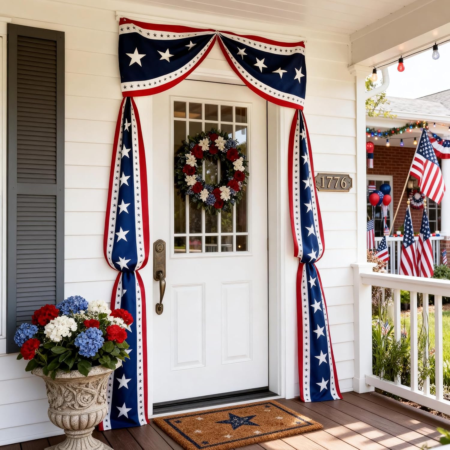 25 Ft 4th of July Decorations - Patriotic Door Decorations American Flag Bunting Banner for for Independence Day Porch Decor (1 Pack)