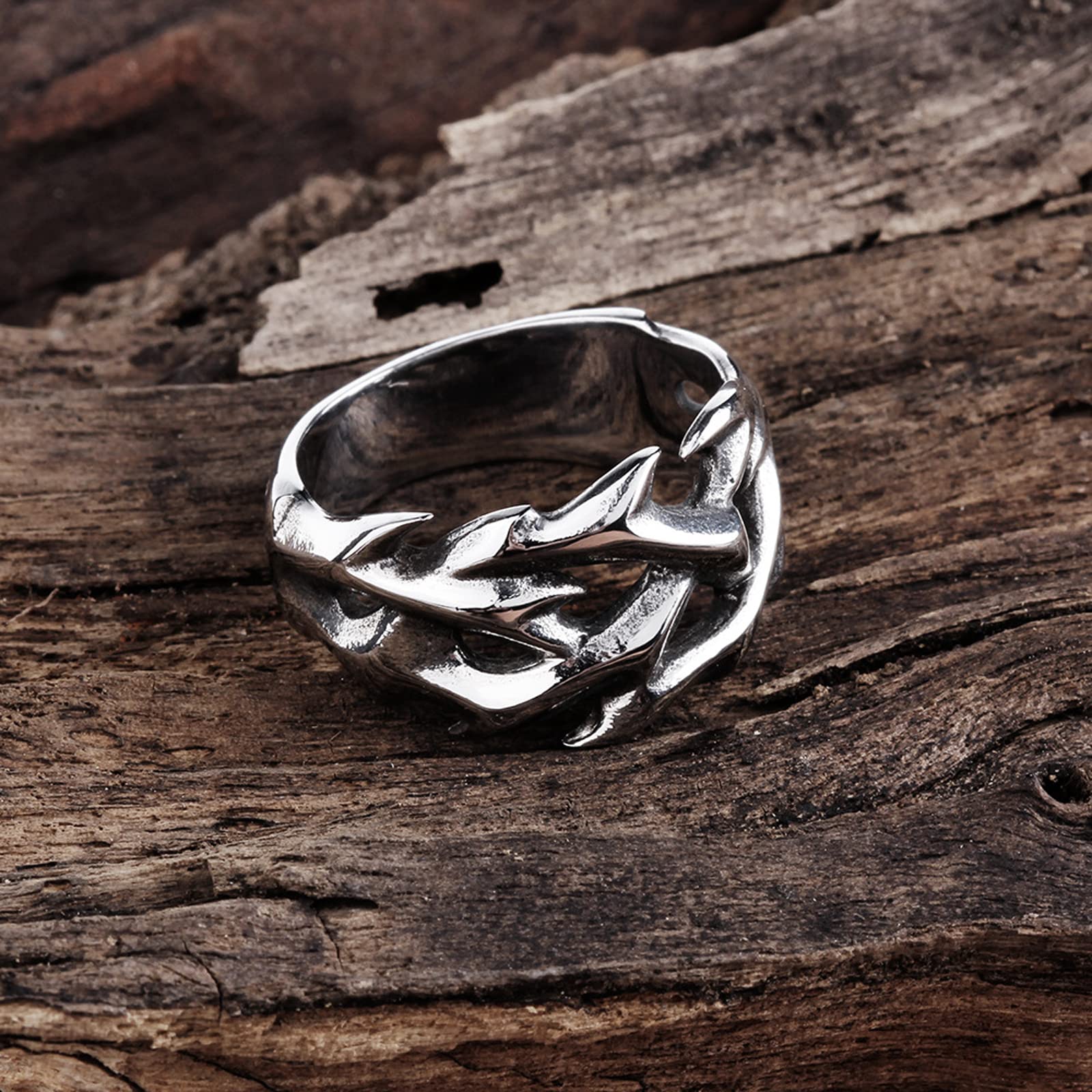 Vintage Hollow Out Design ciernie ze stali nierdzewnej męski pierścionek pierścionki dla par dla mężczyzn kobiety fajne Nordic Viking akcesoria biżuteria prezent
